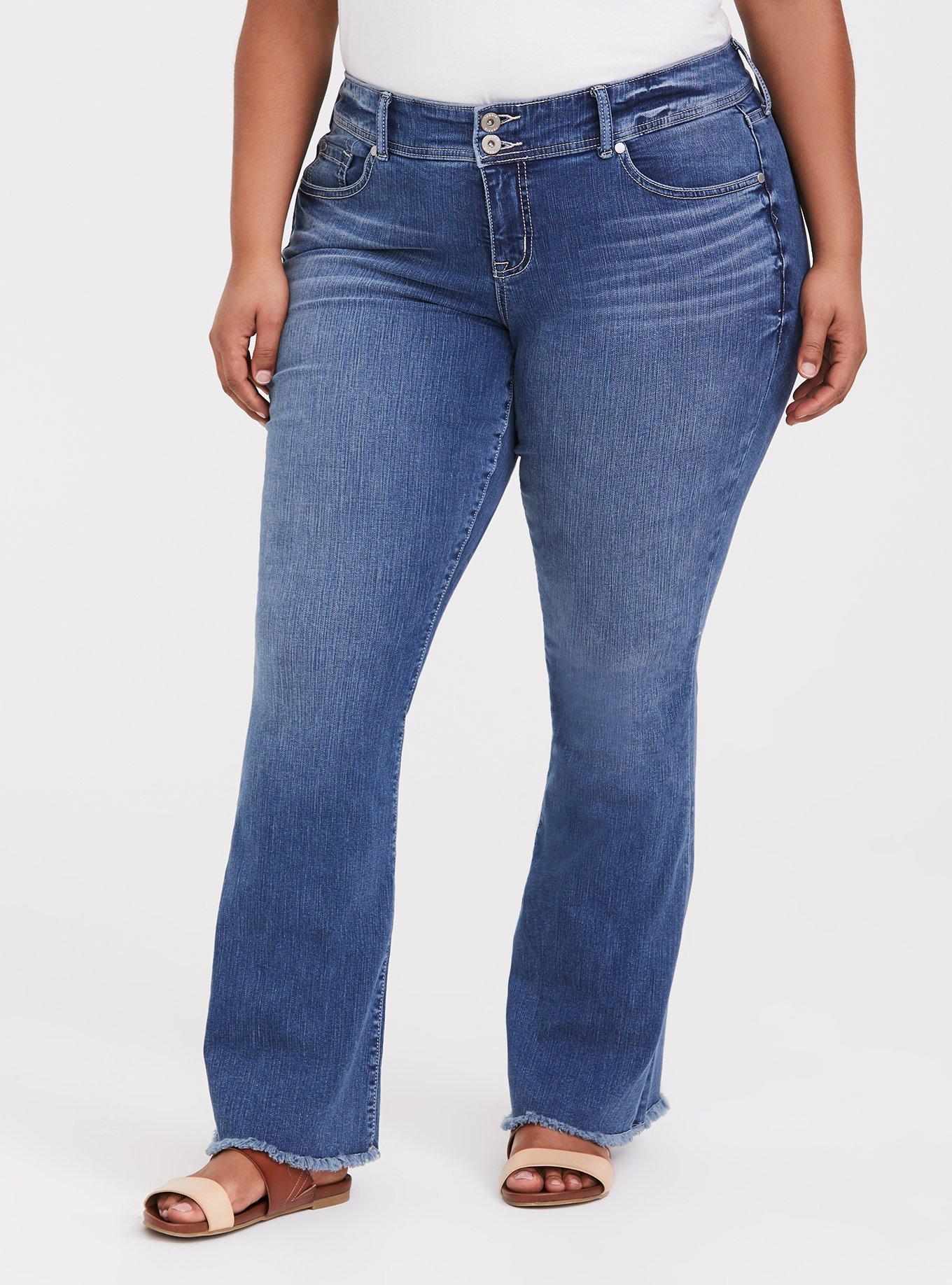 NWT TORRID BLUE denim premium stretch pockets bombshell flare jeans 22R  £5.94 - PicClick UK