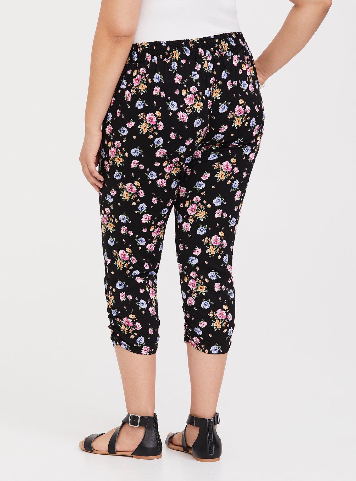 Crop Classic Fit Jogger Stretch Challis Mid-Rise Pant, FLOWER SHOWER, alternate
