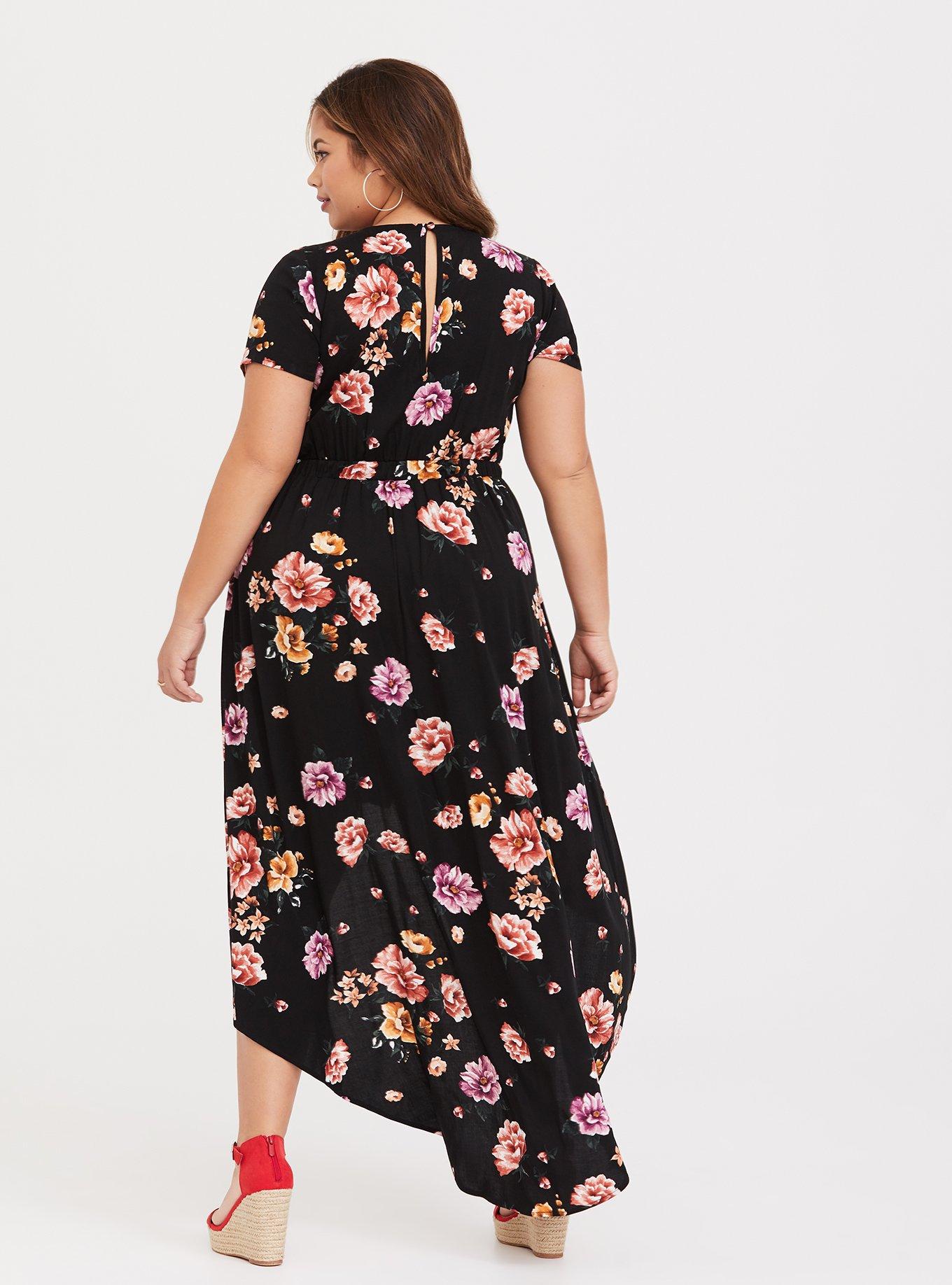 Black Floral Challis Walk Through Romper, FLOWER SHOWER, alternate