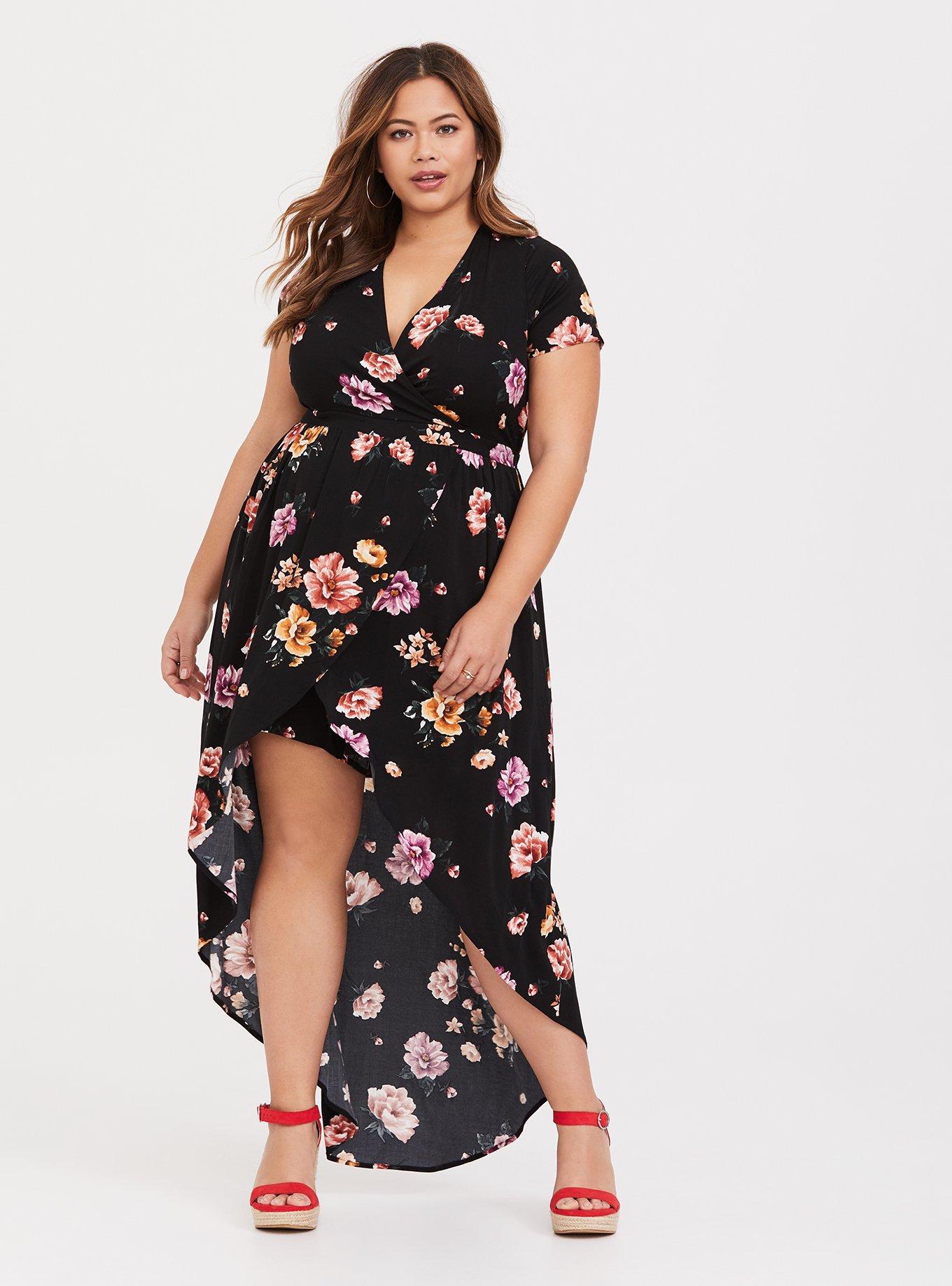 Black Floral Challis Walk Through Romper, , hi-res