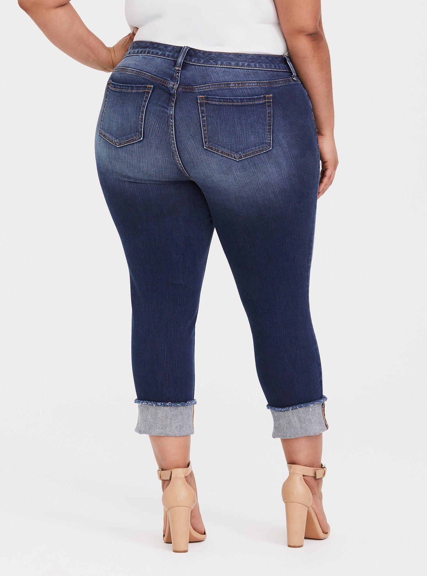 Crop Boyfriend Jean - Vintage Stretch Dark Wash, PACIFIC MINI HOLES, alternate