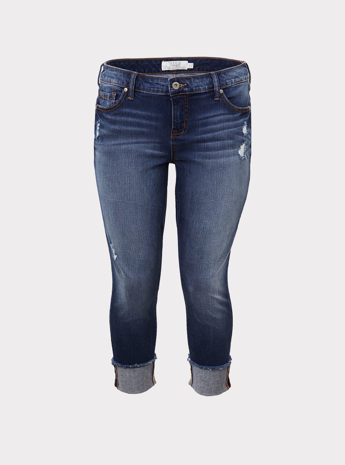 Crop Boyfriend Jean - Vintage Stretch Dark Wash, PACIFIC MINI HOLES, hi-res