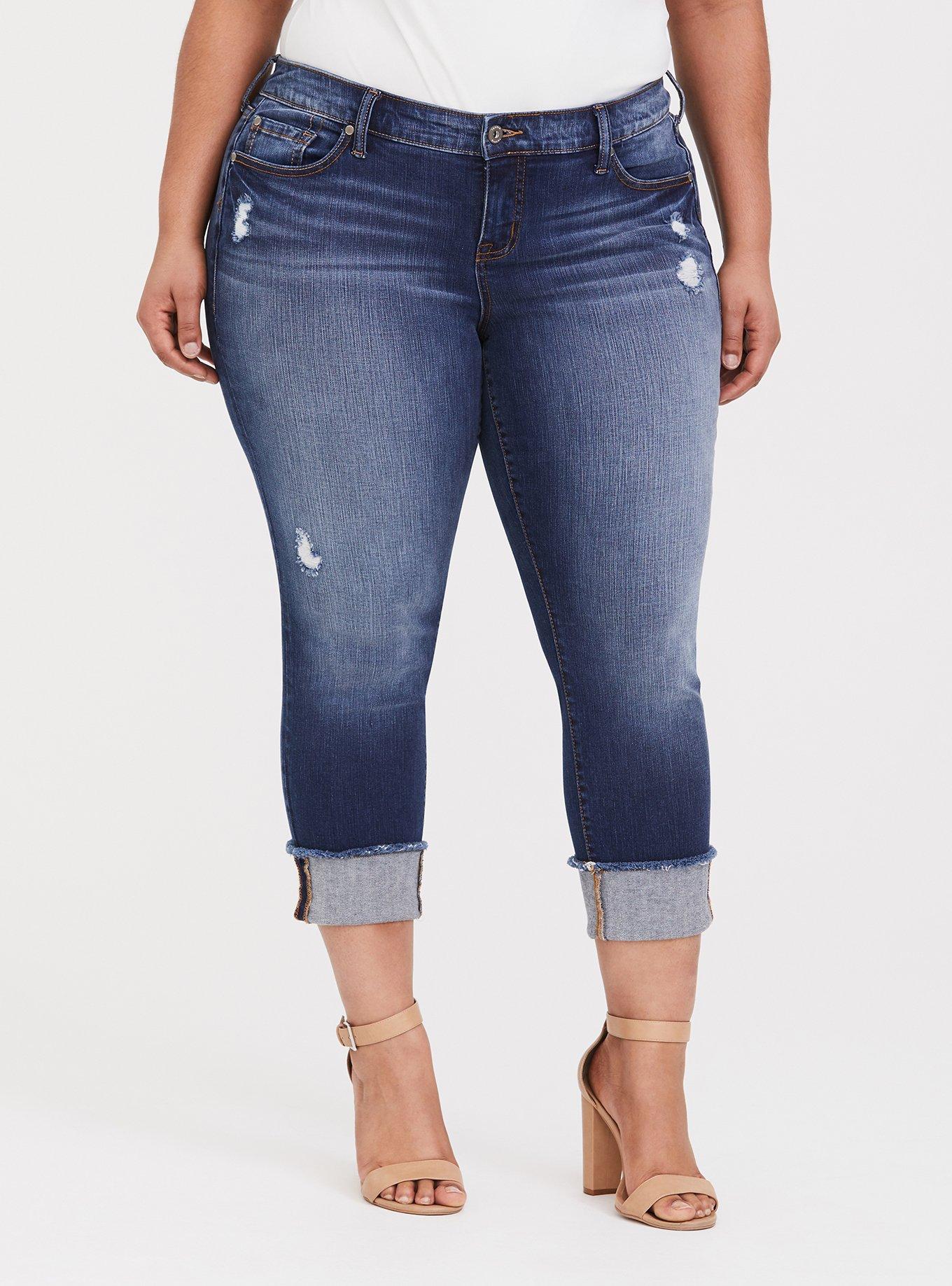 Crop Boyfriend Jean - Vintage Stretch Dark Wash, PACIFIC MINI HOLES, hi-res