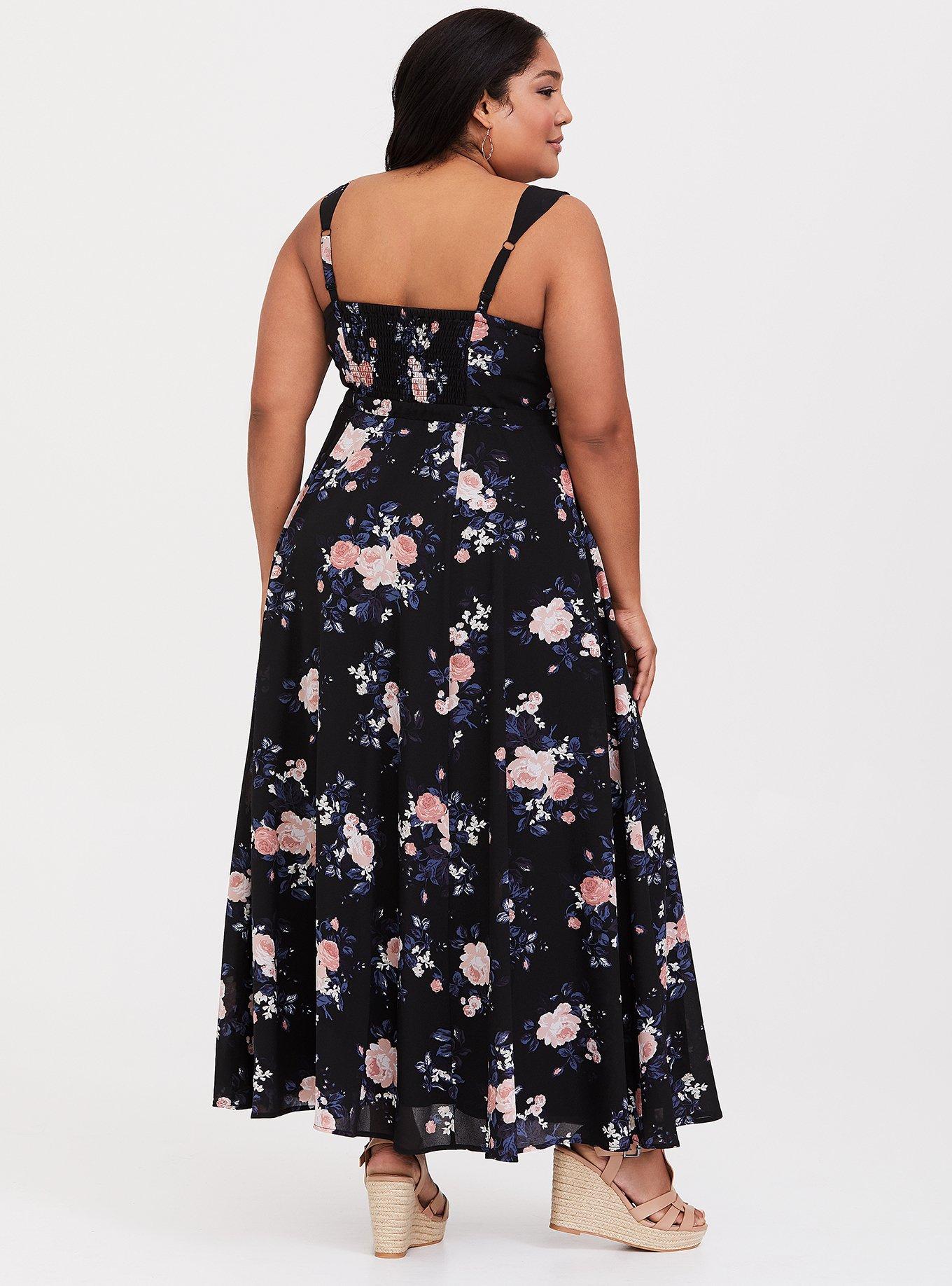 Black Floral Georgette Maxi Dress, FLORAL BLACK, alternate