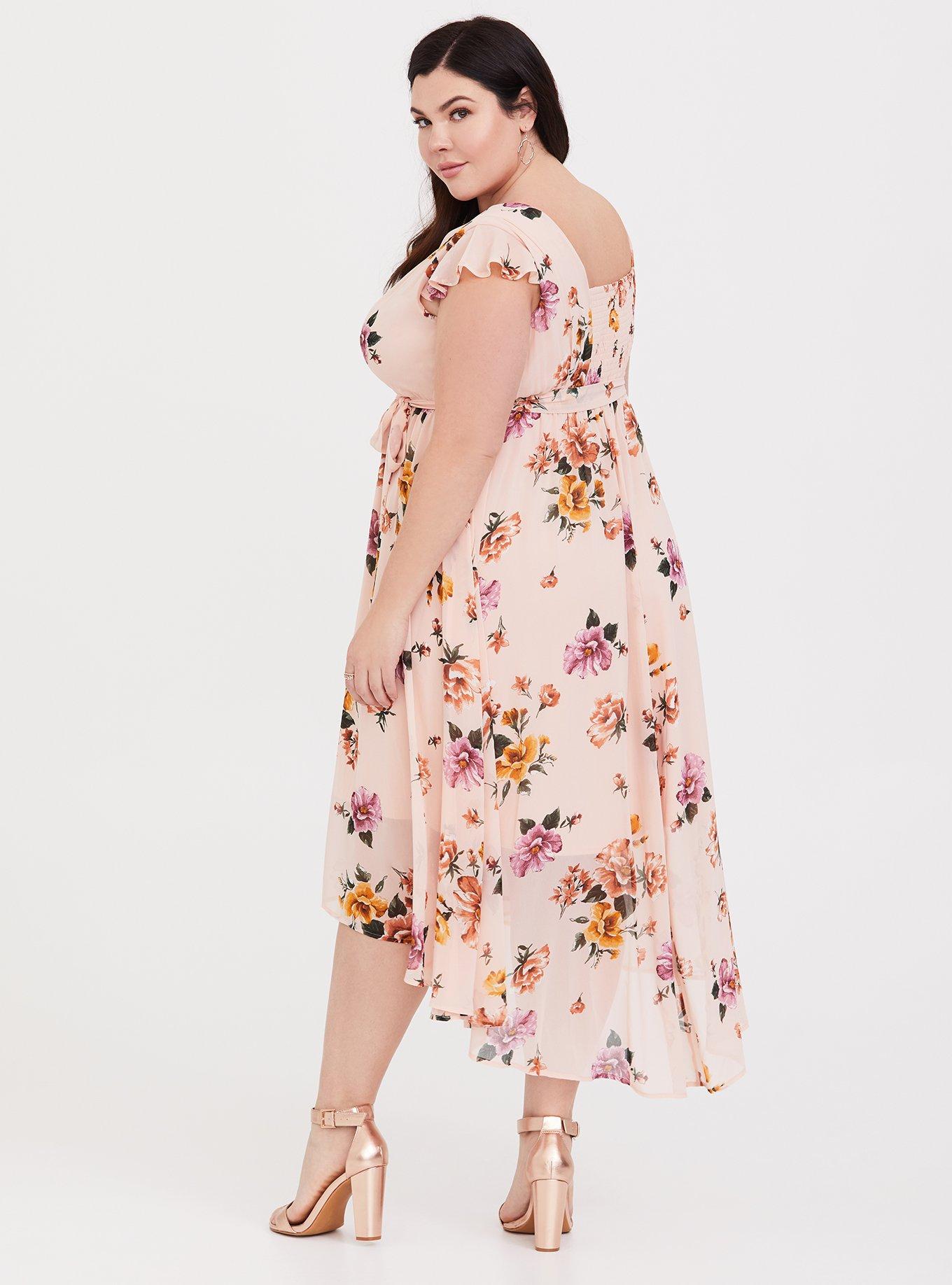 Plus Size Blush Pink Floral Chiffon Hi Lo Dress Torrid