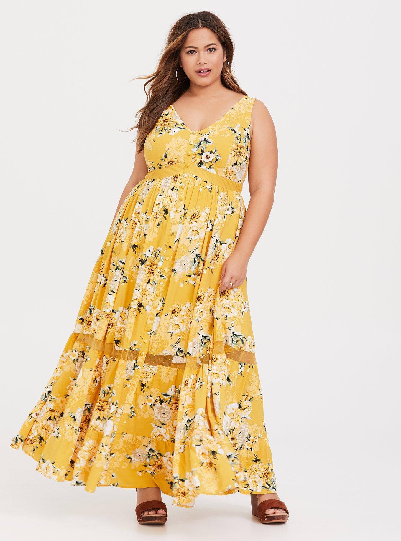 Plus Size Maxi Challis Button Front Dress Torrid