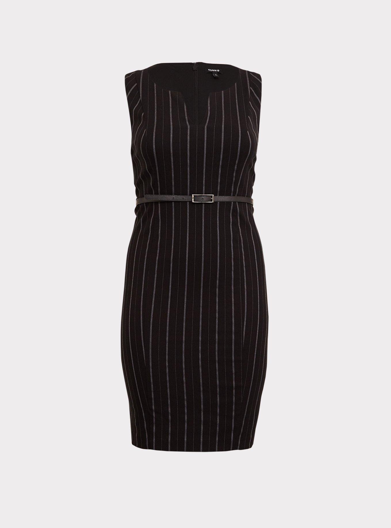 Plus Size Black Stripe Sheath Dress, , hi-res
