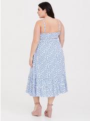 Plus Size - Blue Ikat Challis Smocked Midi Dress - Torrid