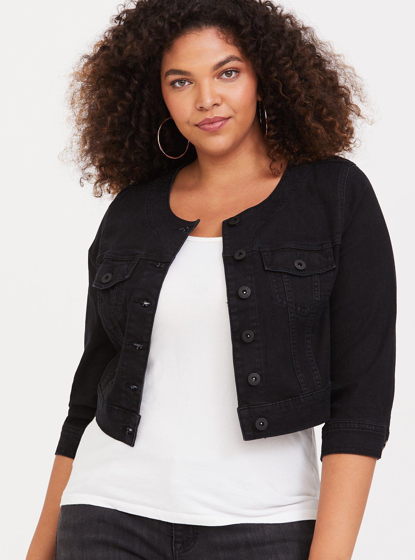 Torrid collarless outlet jean jacket