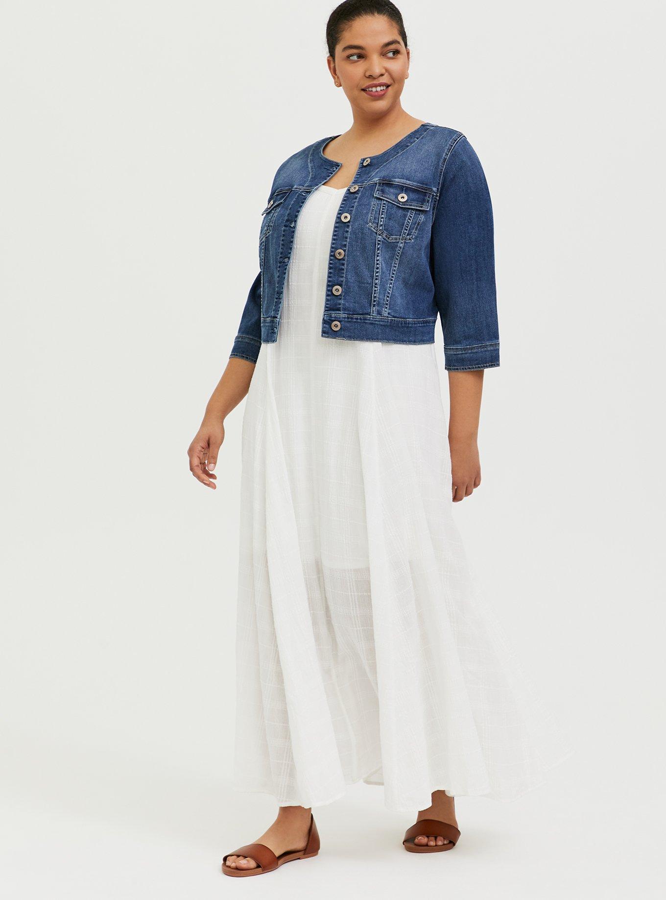 Torrid collarless shop jean jacket