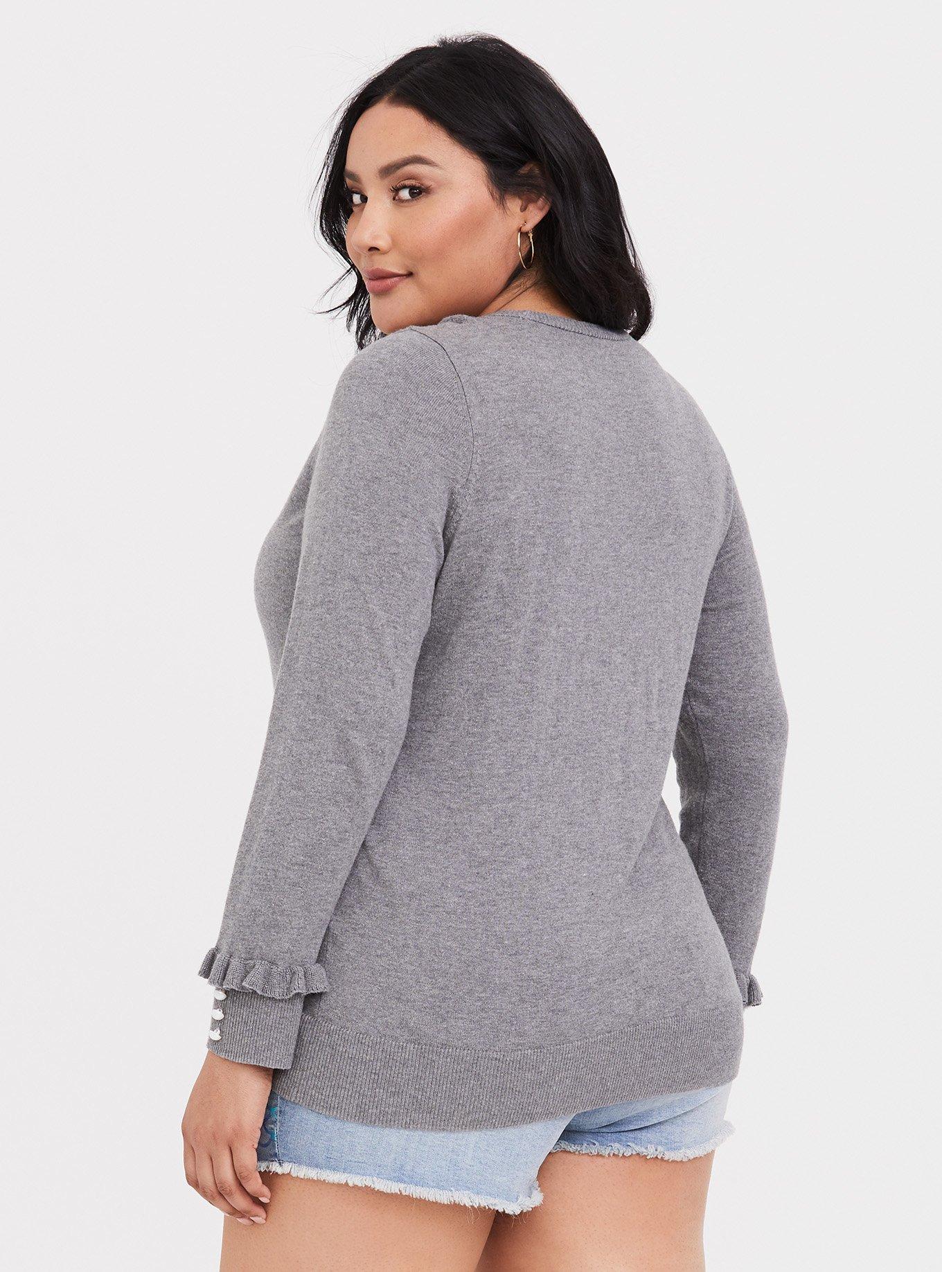 Her Universe Disney The Little Mermaid Ariel Sequin Pearl Sweater, HEATHER GREY, alternate