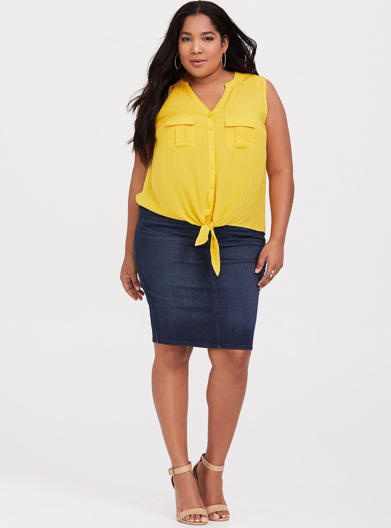 Plus Size Challis Tie-Front Tank, , alternate