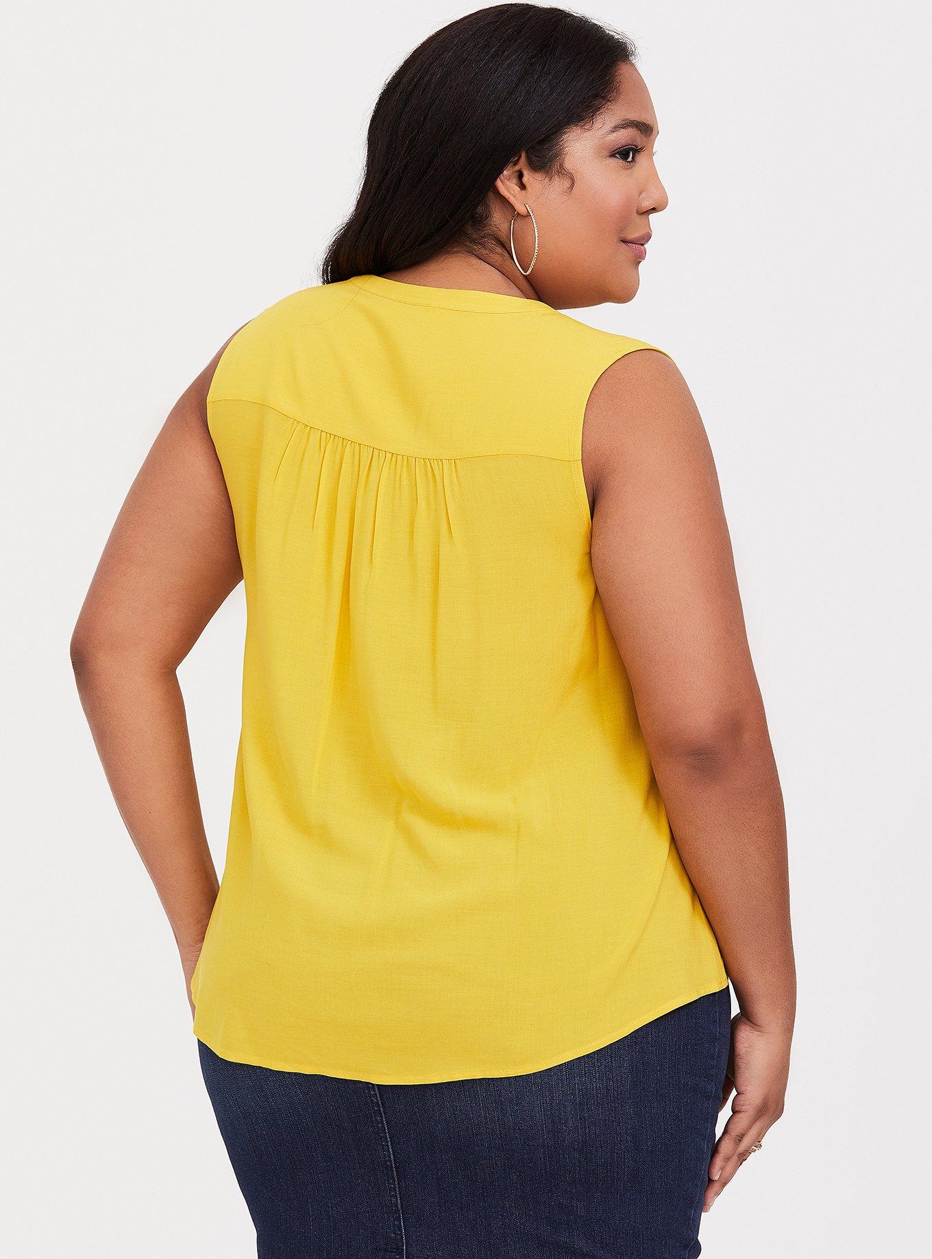 Plus Size Challis Tie-Front Tank, , alternate
