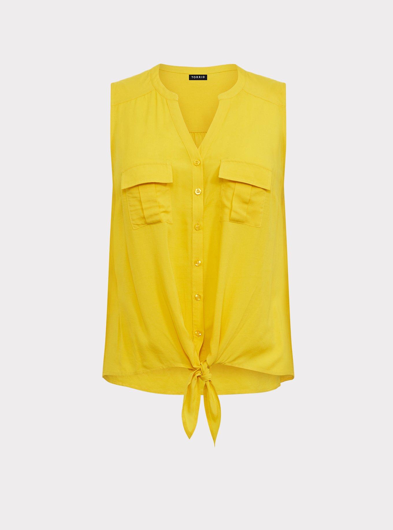 Plus Size Challis Tie-Front Tank, , hi-res