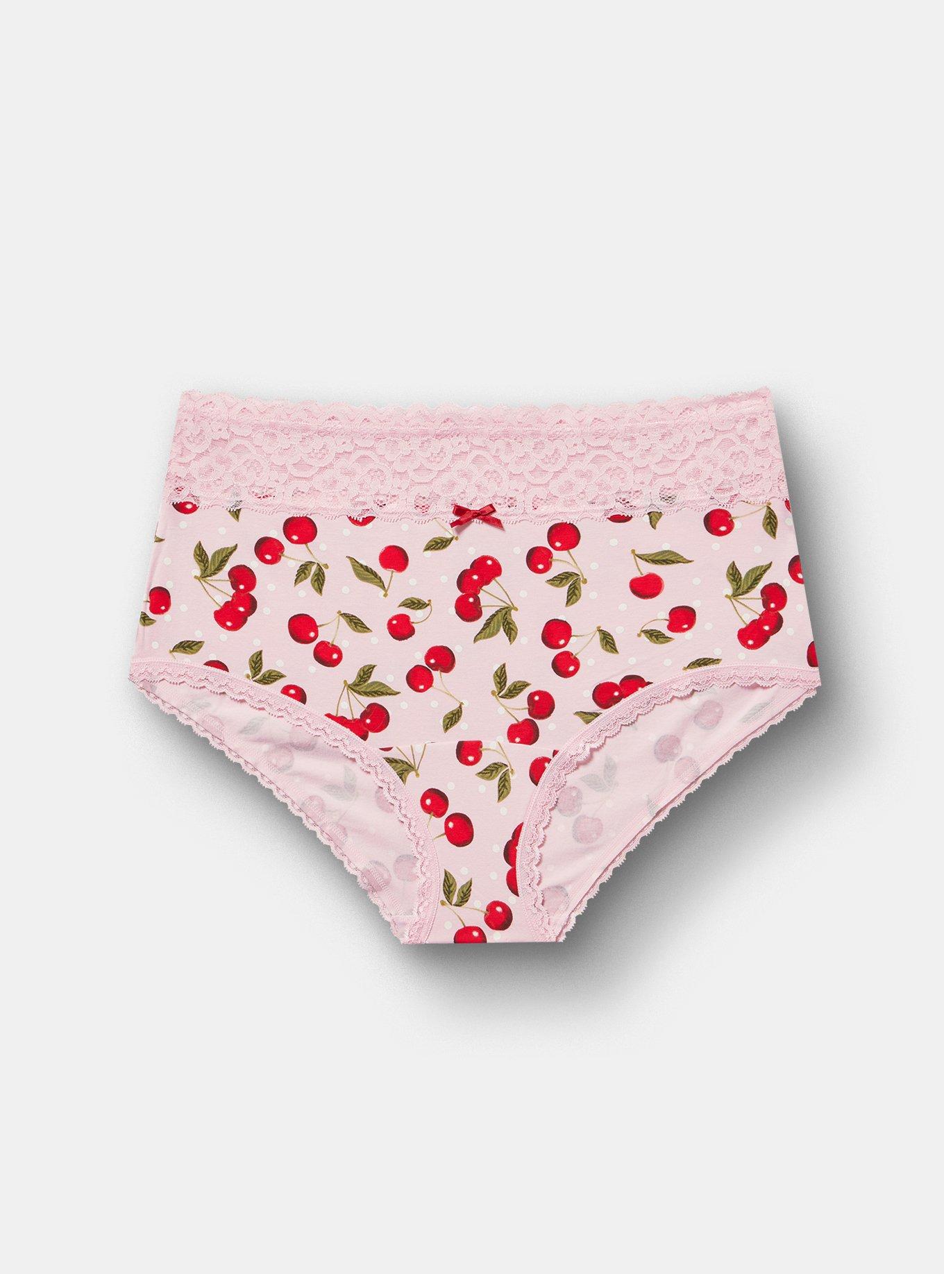 Cotton Mid-Rise Lace Trim Brief Panty, CHERRY BERRY ORCHID, hi-res