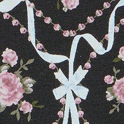 Cotton Mid-Rise Lace Trim Brief Panty, DAMASK FLOURISH FLORAL RICH BLACK, swatch