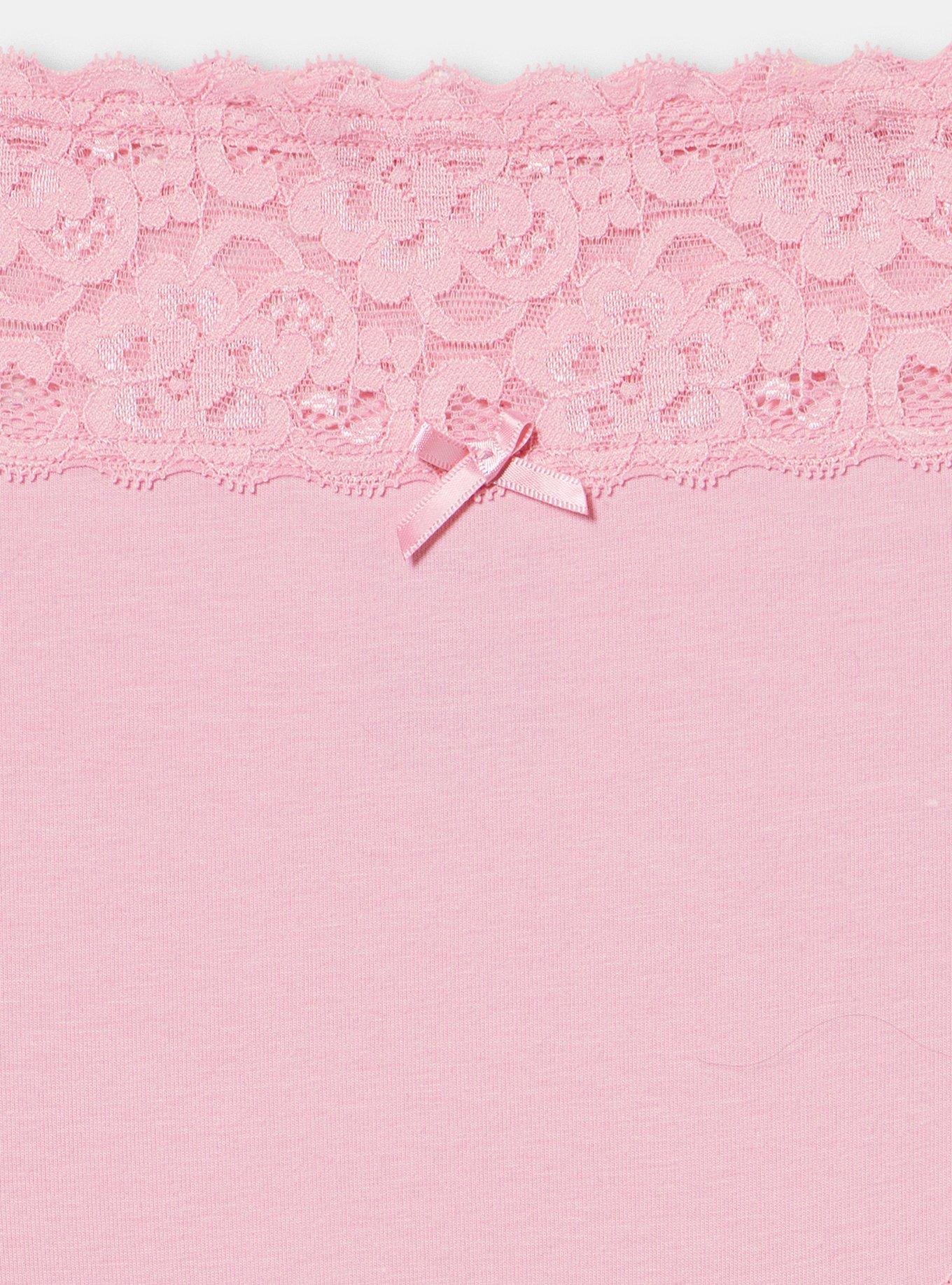 Cotton Mid-Rise Lace Trim Brief Panty, EAT CAKE SEA PINK, alternate