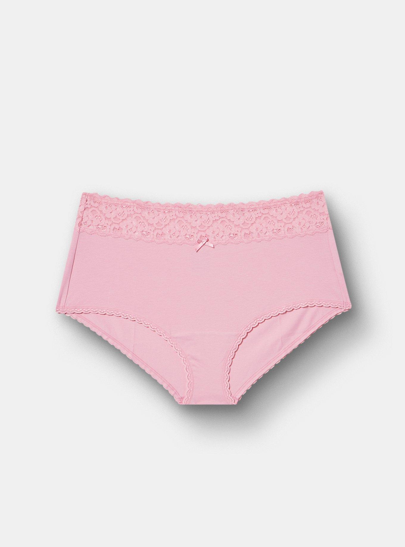 Cotton Mid-Rise Lace Trim Brief Panty, EAT CAKE SEA PINK, alternate