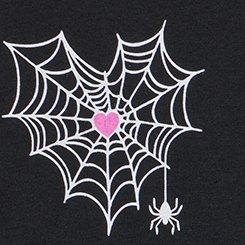 Plus Size Cotton Mid-Rise Lace Trim Brief Panty, HEART WEB RICH BLACK, swatch