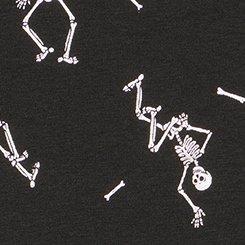 Plus Size Cotton Mid-Rise Lace Trim Brief Panty, POSE SKELETONS RICH BLACK SILVER FOIL, swatch