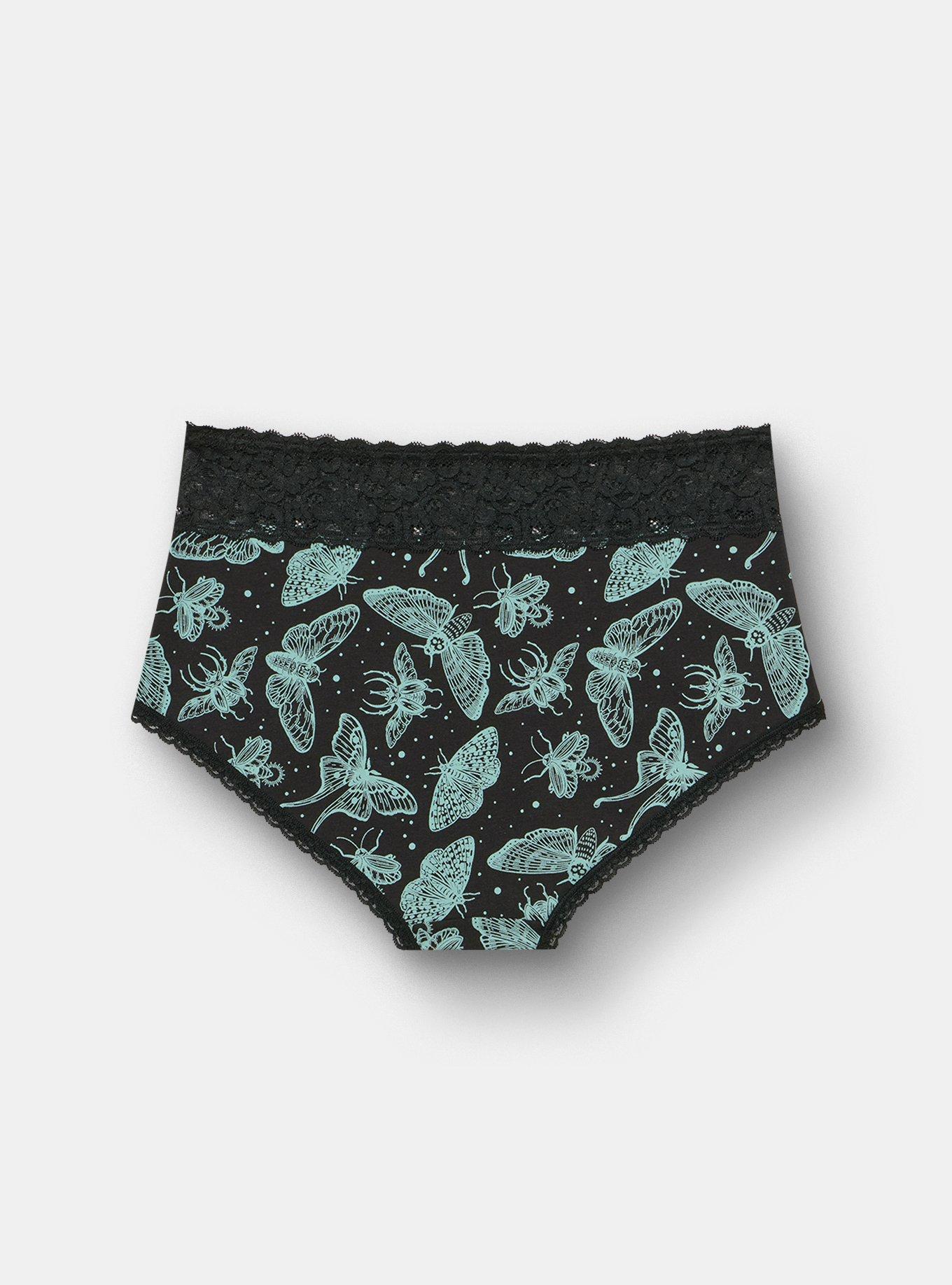 Cotton Mid-Rise Lace Trim Brief Panty, NIGHT CRAWLERS BLACK, alternate