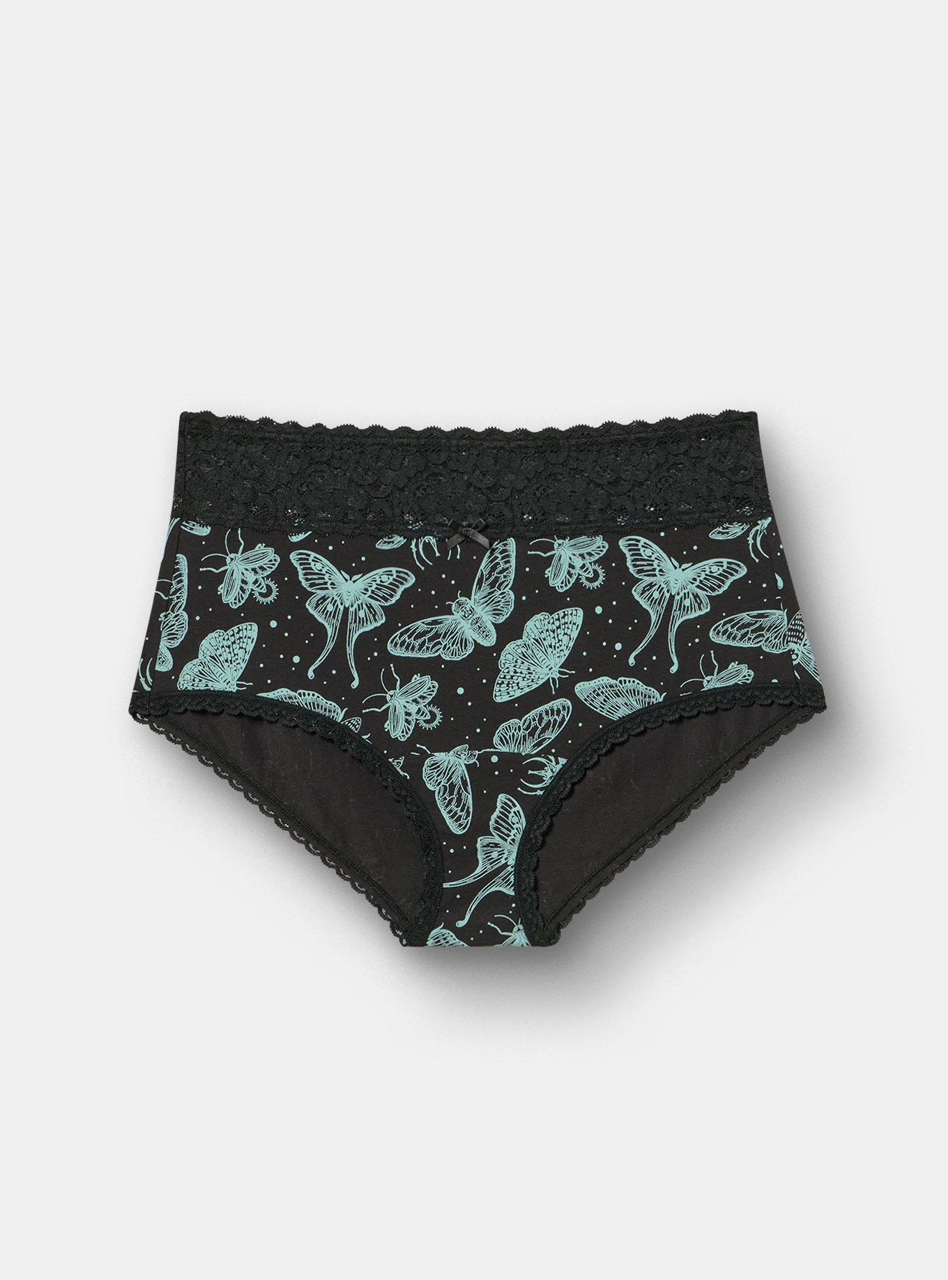 Cotton Mid-Rise Lace Trim Brief Panty, NIGHT CRAWLERS BLACK, hi-res