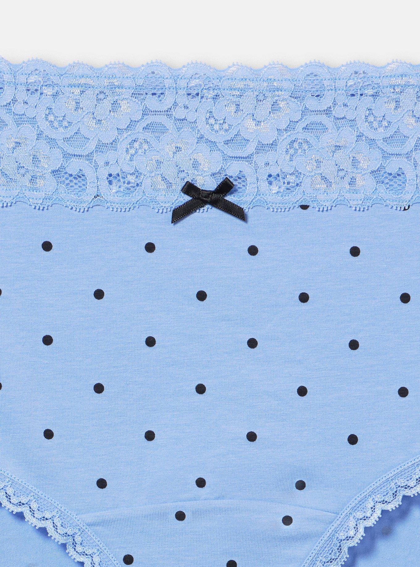 Cotton Mid-Rise Lace Trim Brief Panty, SYDNEY DOTS BLUE, alternate