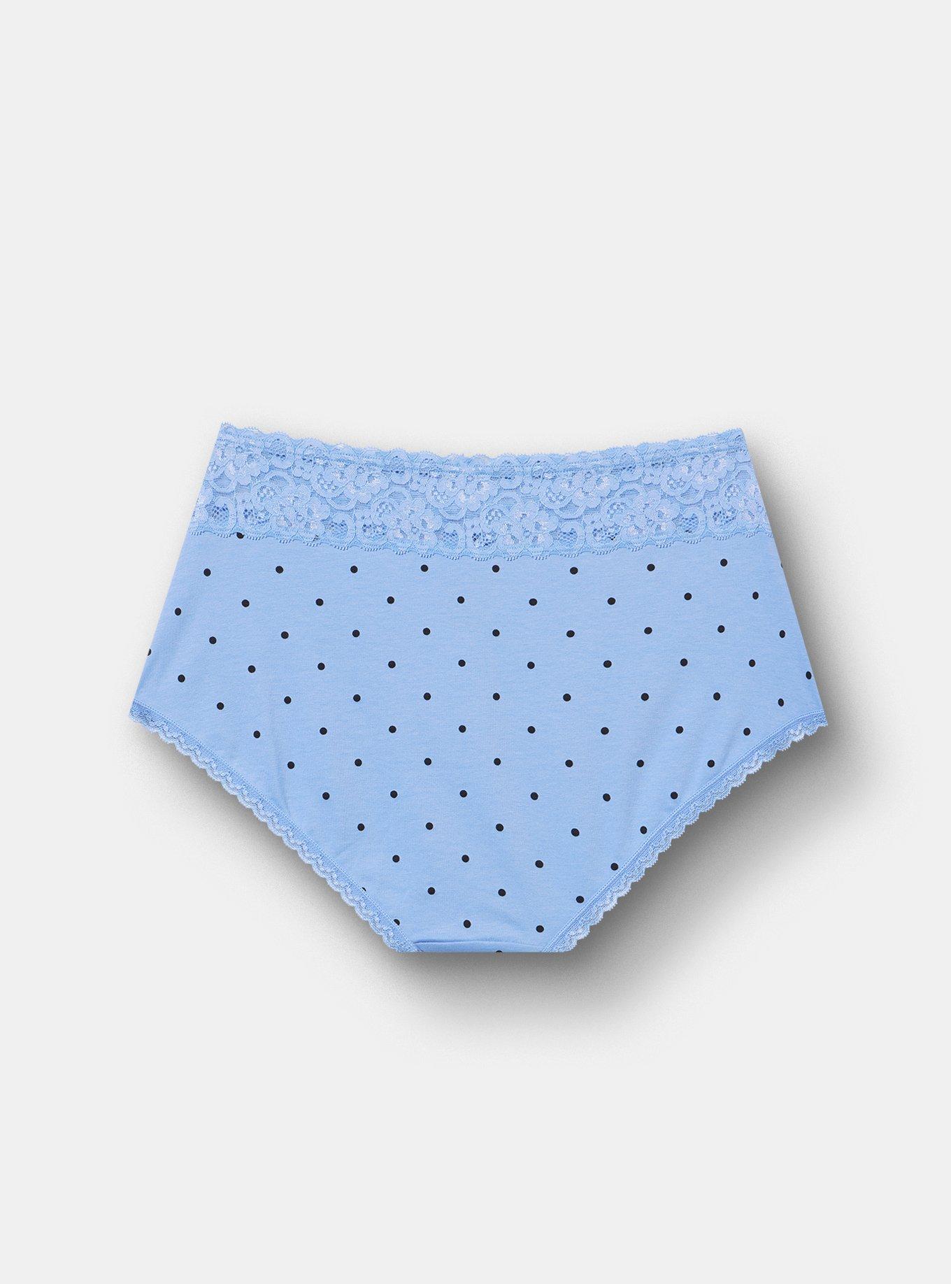 Cotton Mid-Rise Lace Trim Brief Panty, SYDNEY DOTS BLUE, alternate