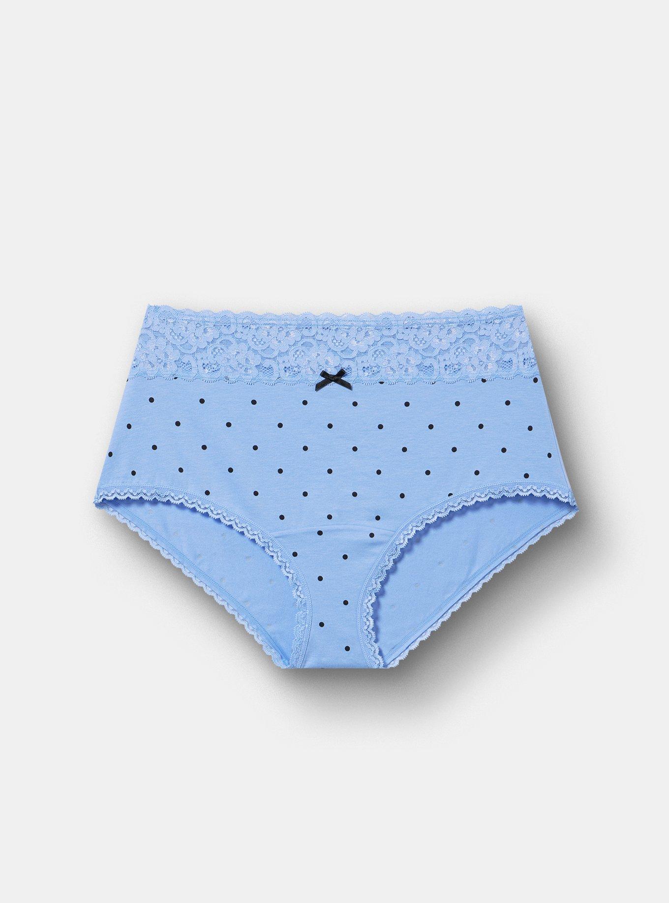 Cotton Mid-Rise Lace Trim Brief Panty, SYDNEY DOTS BLUE, hi-res