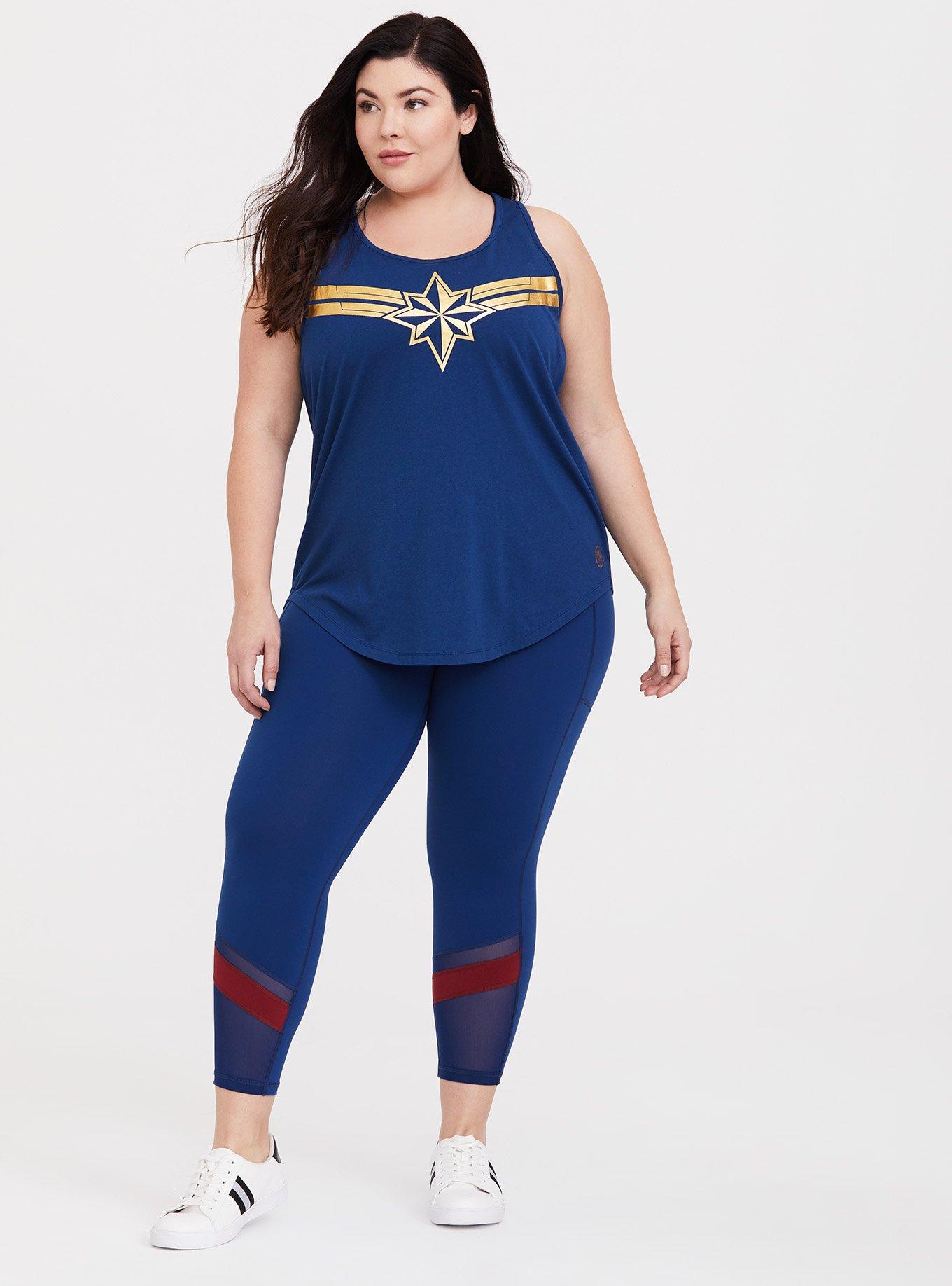 Plus Size Her Universe Captain Marvel Active Tank, ESTATE BLUE, alternate