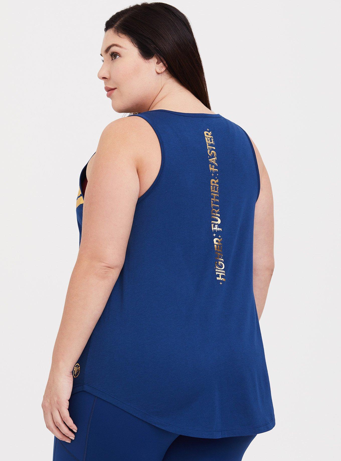 Plus Size Her Universe Captain Marvel Active Tank, ESTATE BLUE, alternate