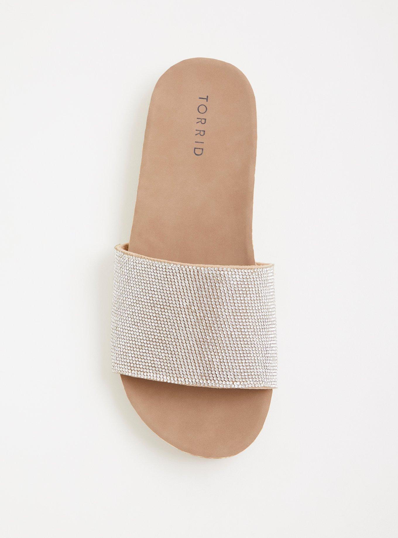 Tan Rhinestone Slide (WW), NATURAL, alternate