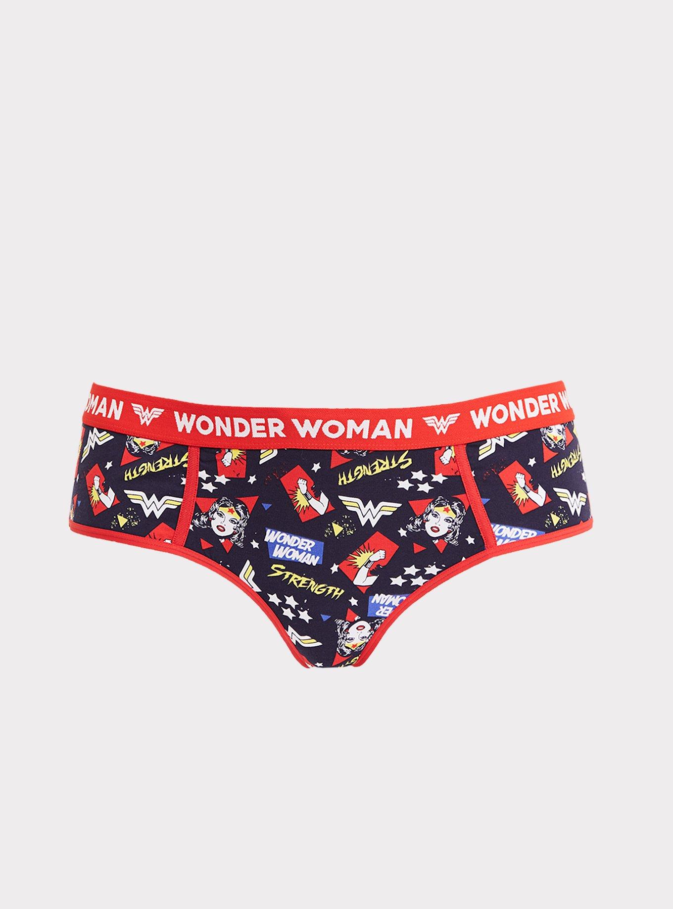 Plus Size - Wonder Woman Blue & Red Cotton Thong Panty - Torrid