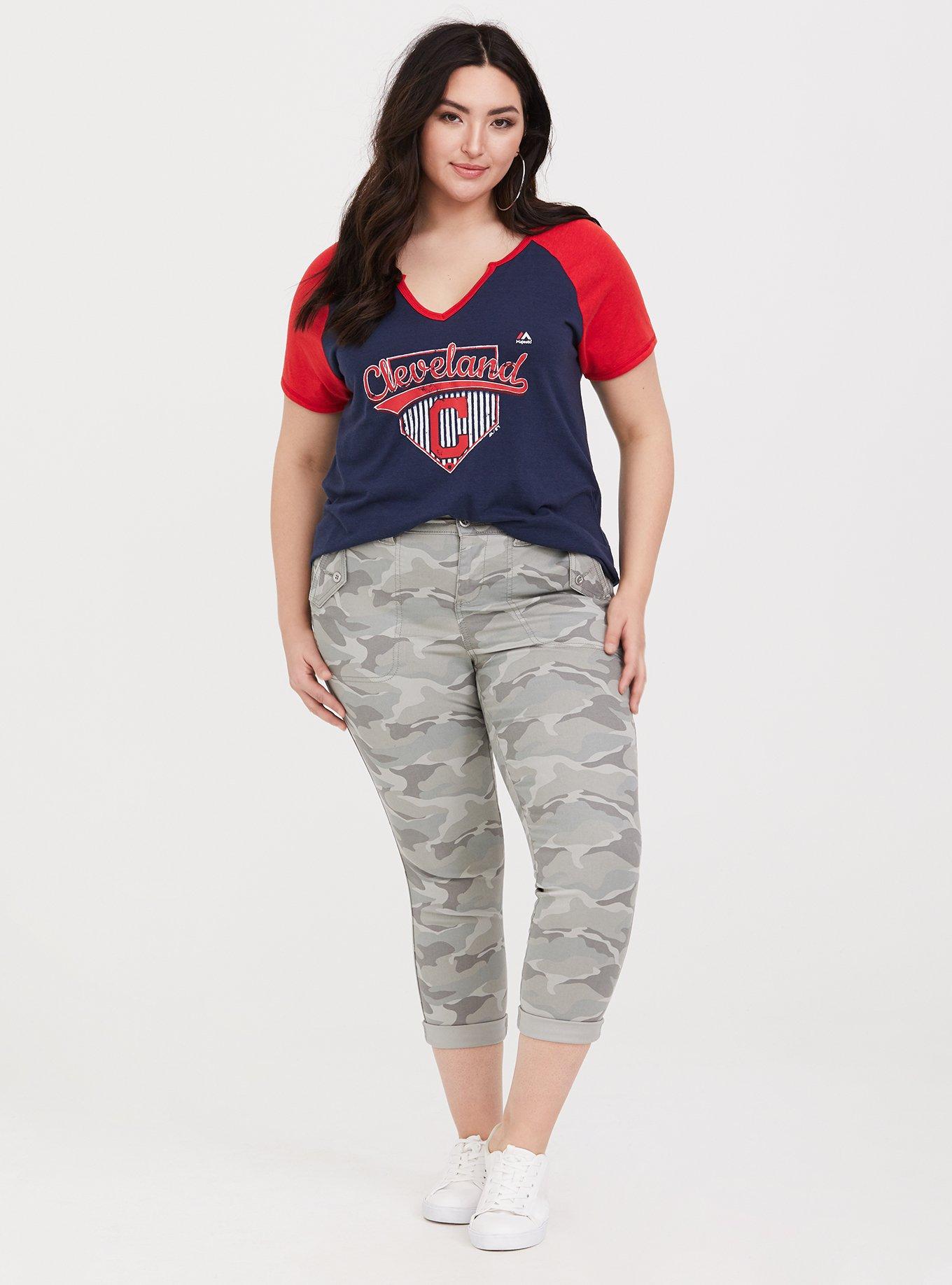 Plus Size MLB Cleveland Indians Navy Classic Fit Raglan Tee, PEACOAT, alternate