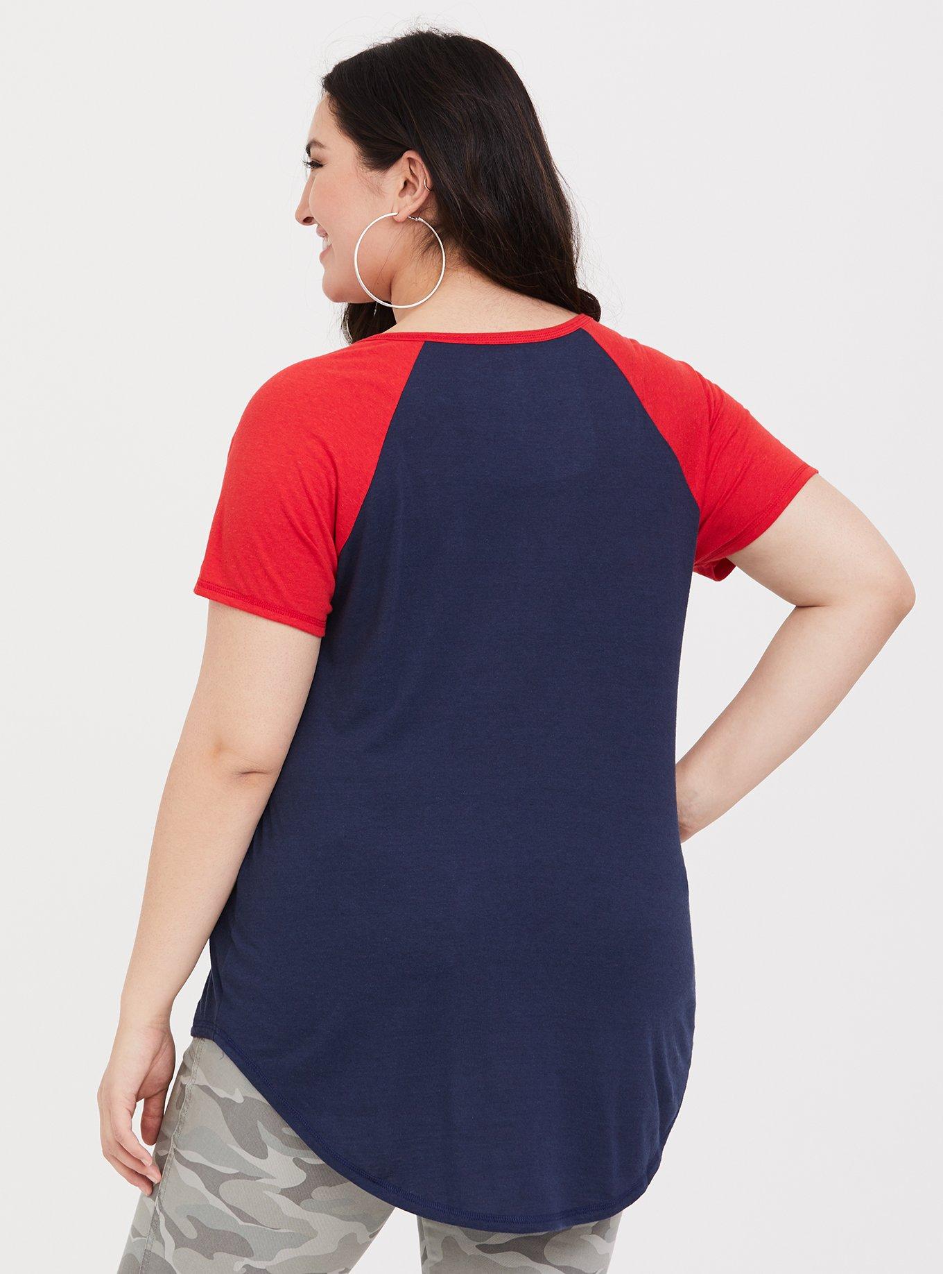 Plus Size MLB Cleveland Indians Navy Classic Fit Raglan Tee, PEACOAT, alternate