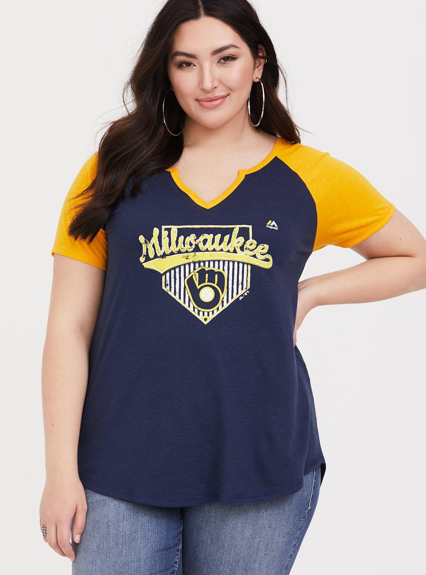 Plus Size - MLB Milwaukee Brewers Tie Front Tee - Navy - Torrid