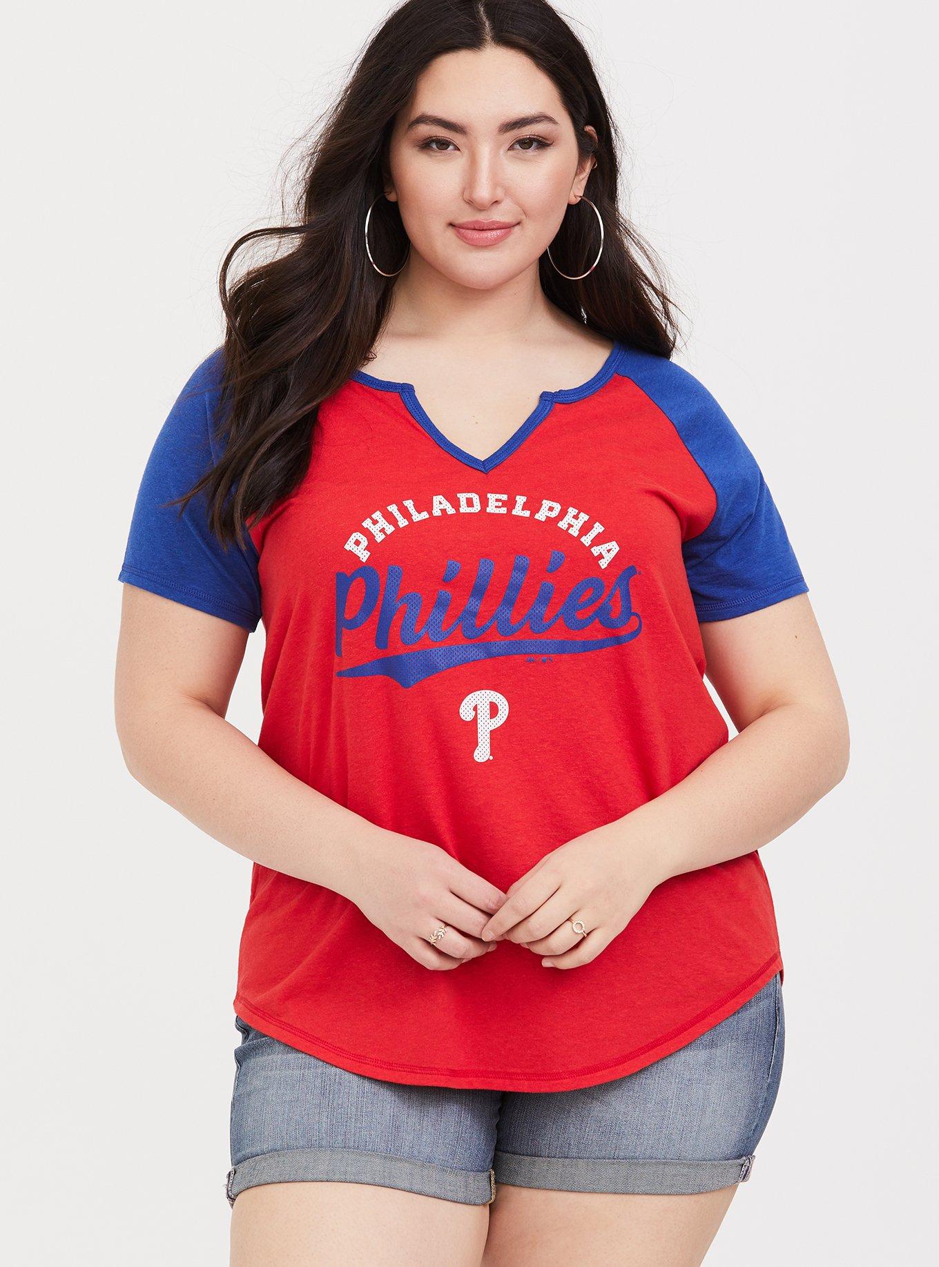 Women's Red Philadelphia Phillies Plus Size V-Neck T-Shirt