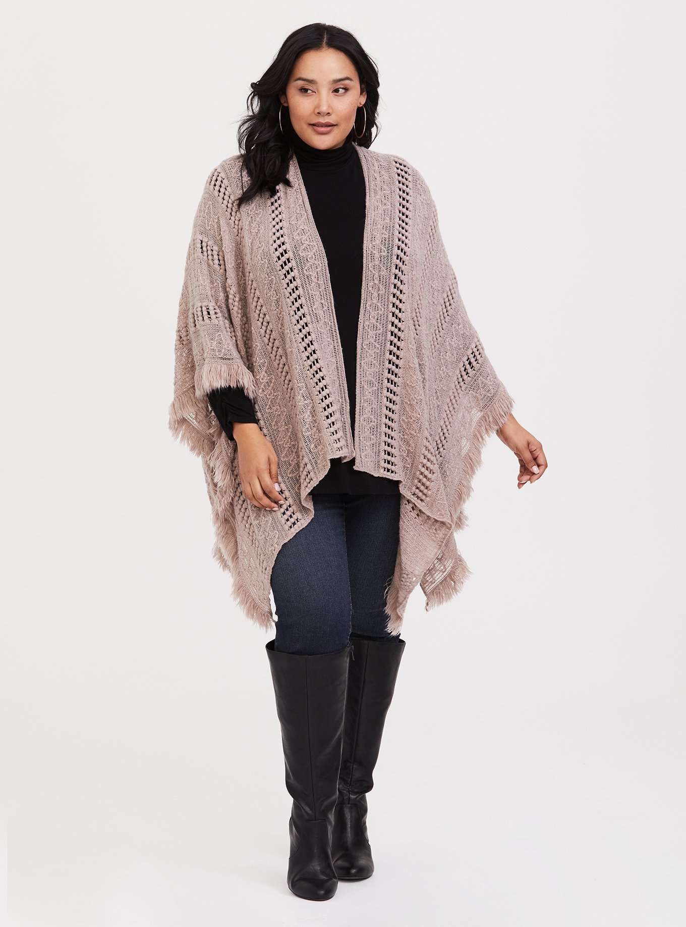 Plus Size - Open Knit Woven Ruana - Torrid