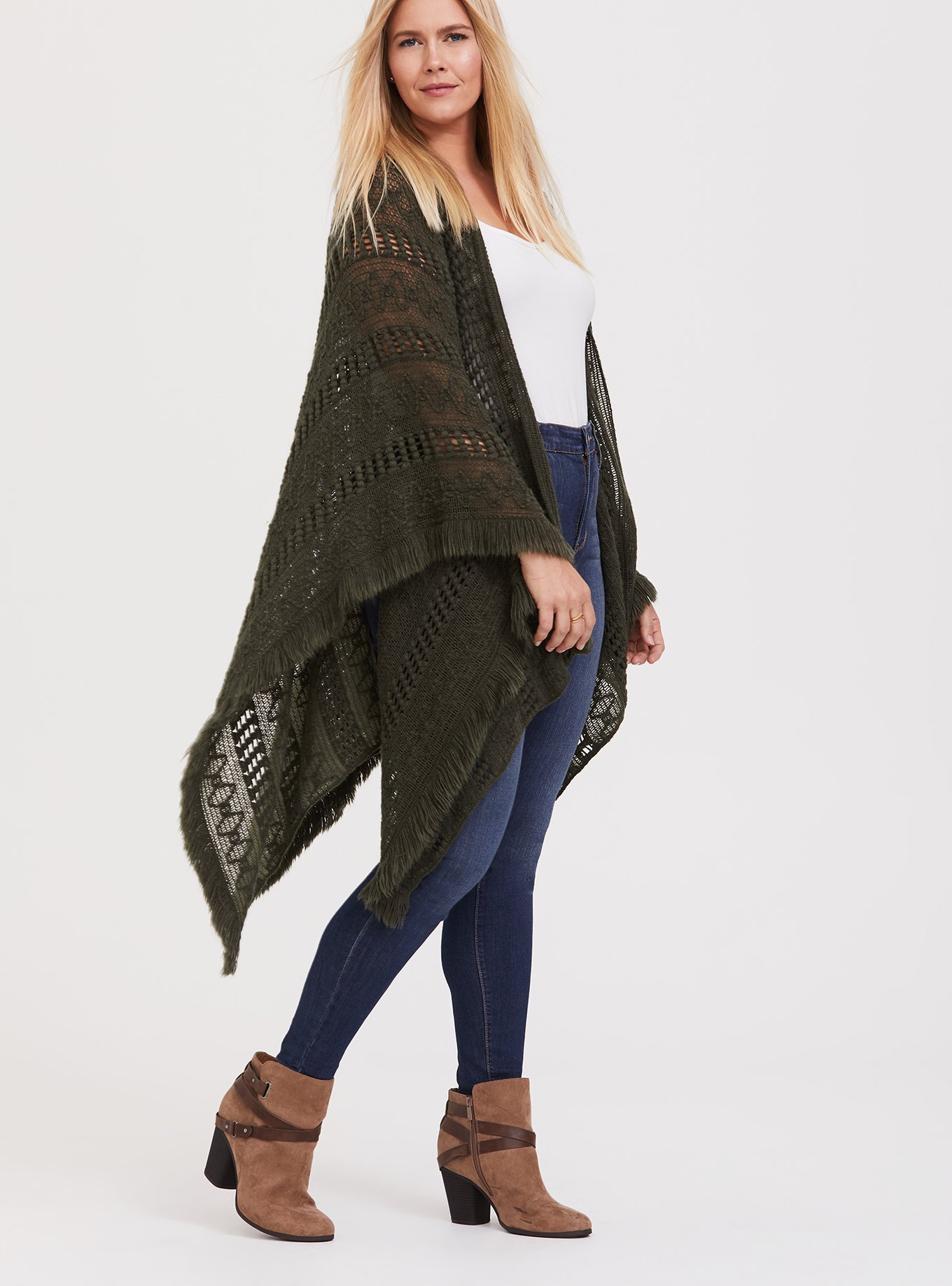 Plus Size - Open Knit Woven Ruana - Torrid