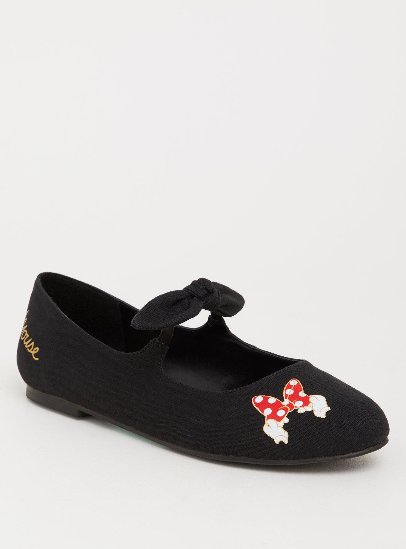 Disney Minnie Mouse Black Flat (Wide Width), BLACK, hi-res