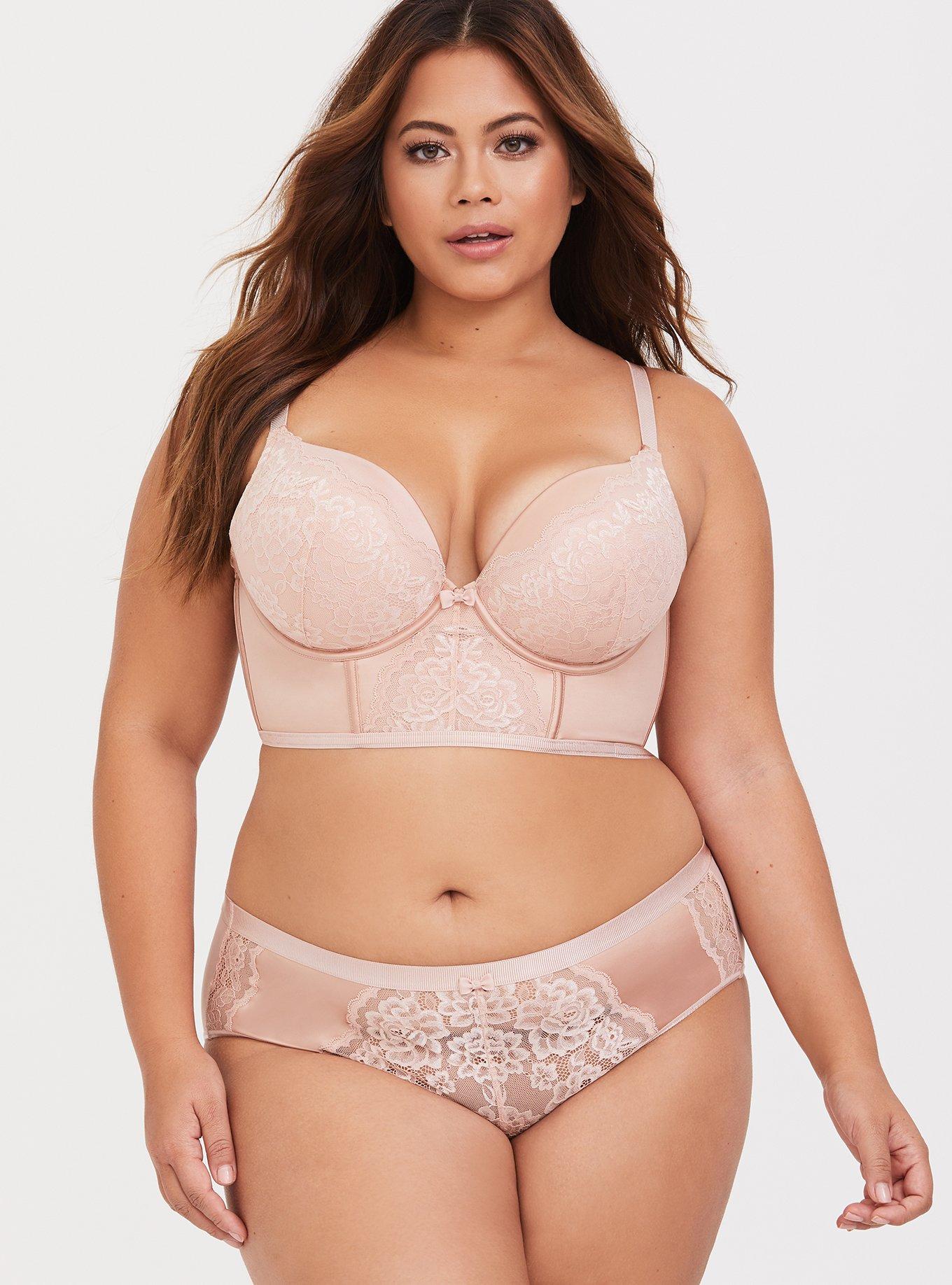 Peach Lace & Mesh Hipster Panty, FLORAL PINK, alternate