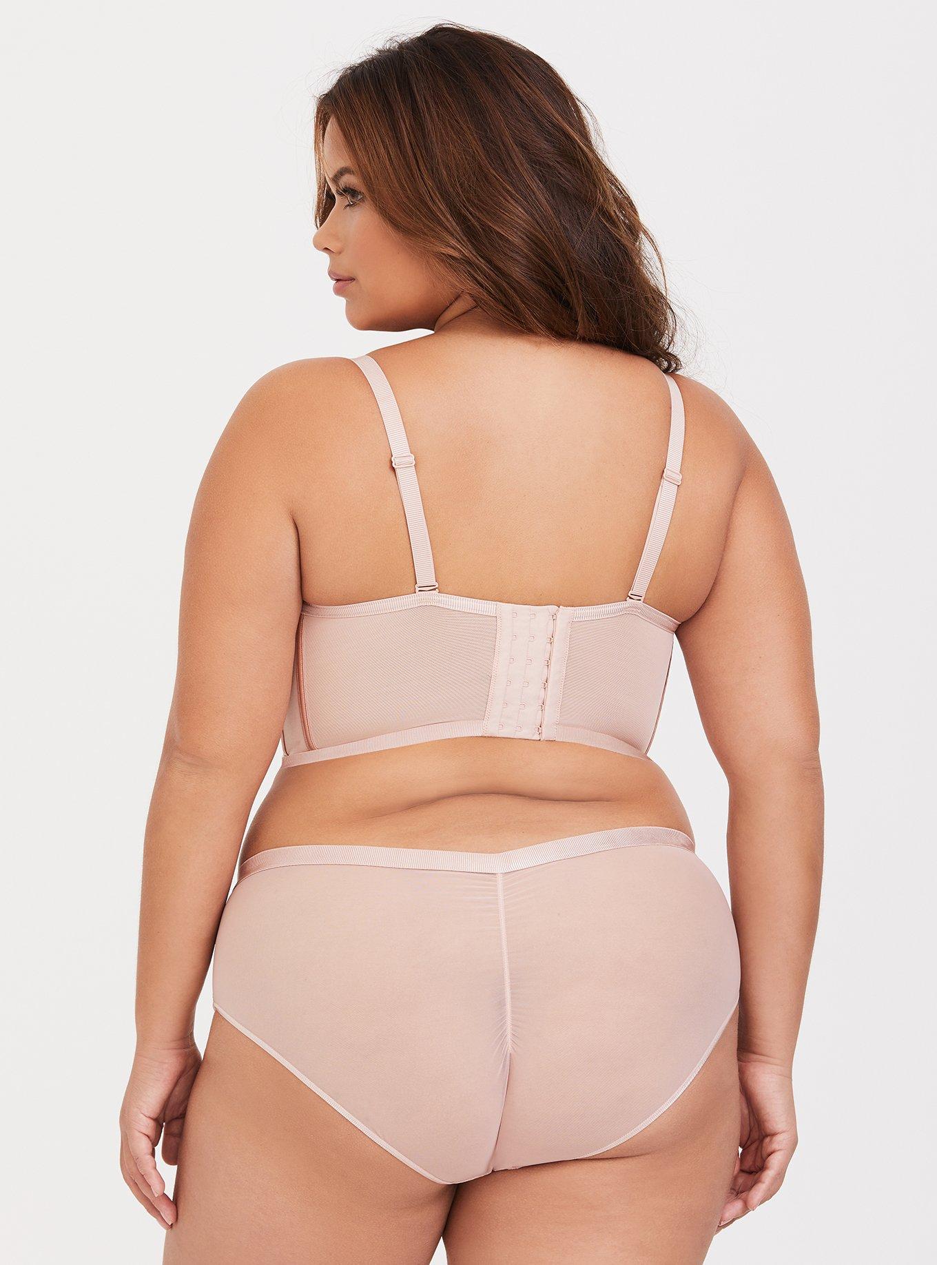 Peach Lace & Mesh Hipster Panty, FLORAL PINK, alternate