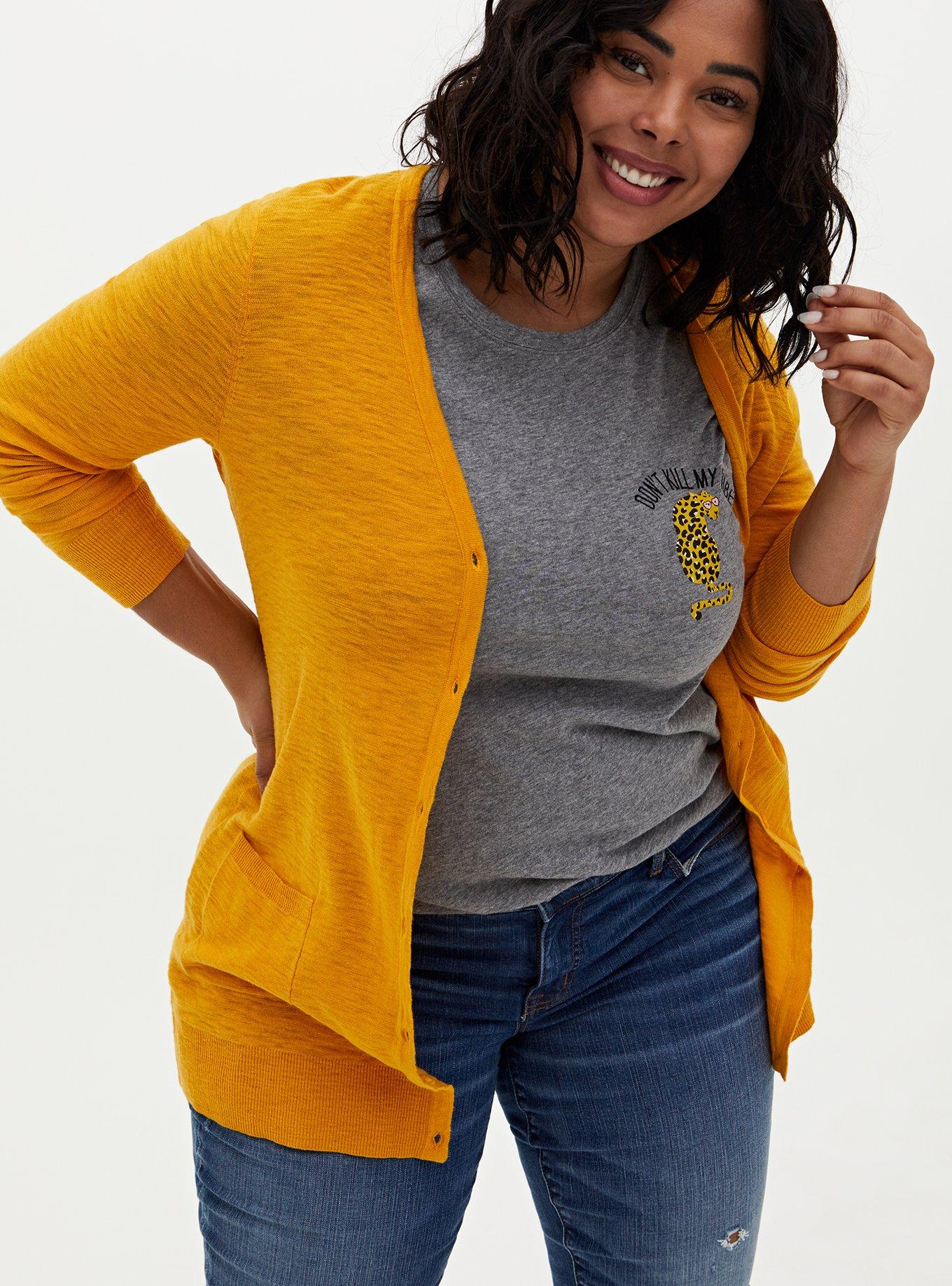 Women's plus size hot sale mustard cardigan