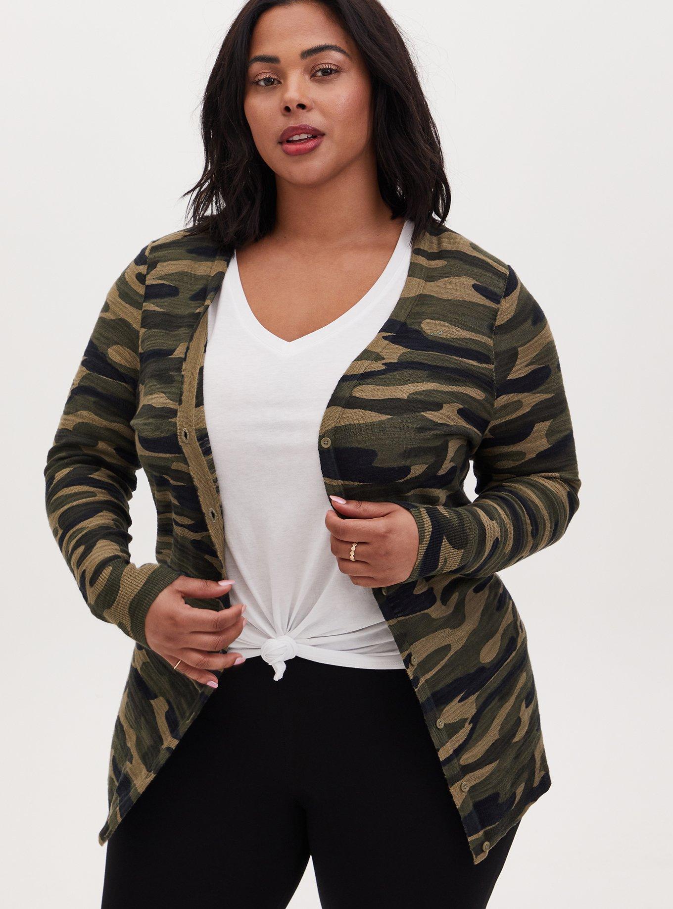 Camo cardigan plus size best sale