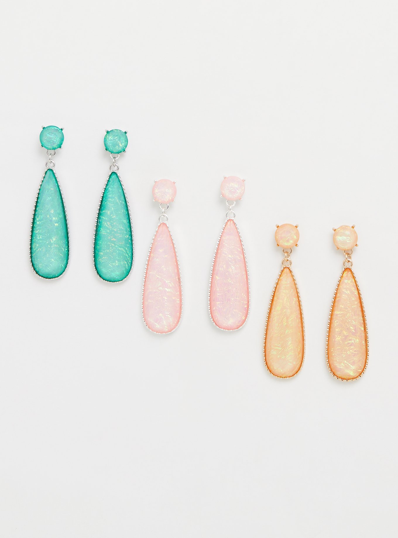 Plus Size - Iridescent Teardrop Earrings Set - Set of 3 - Torrid