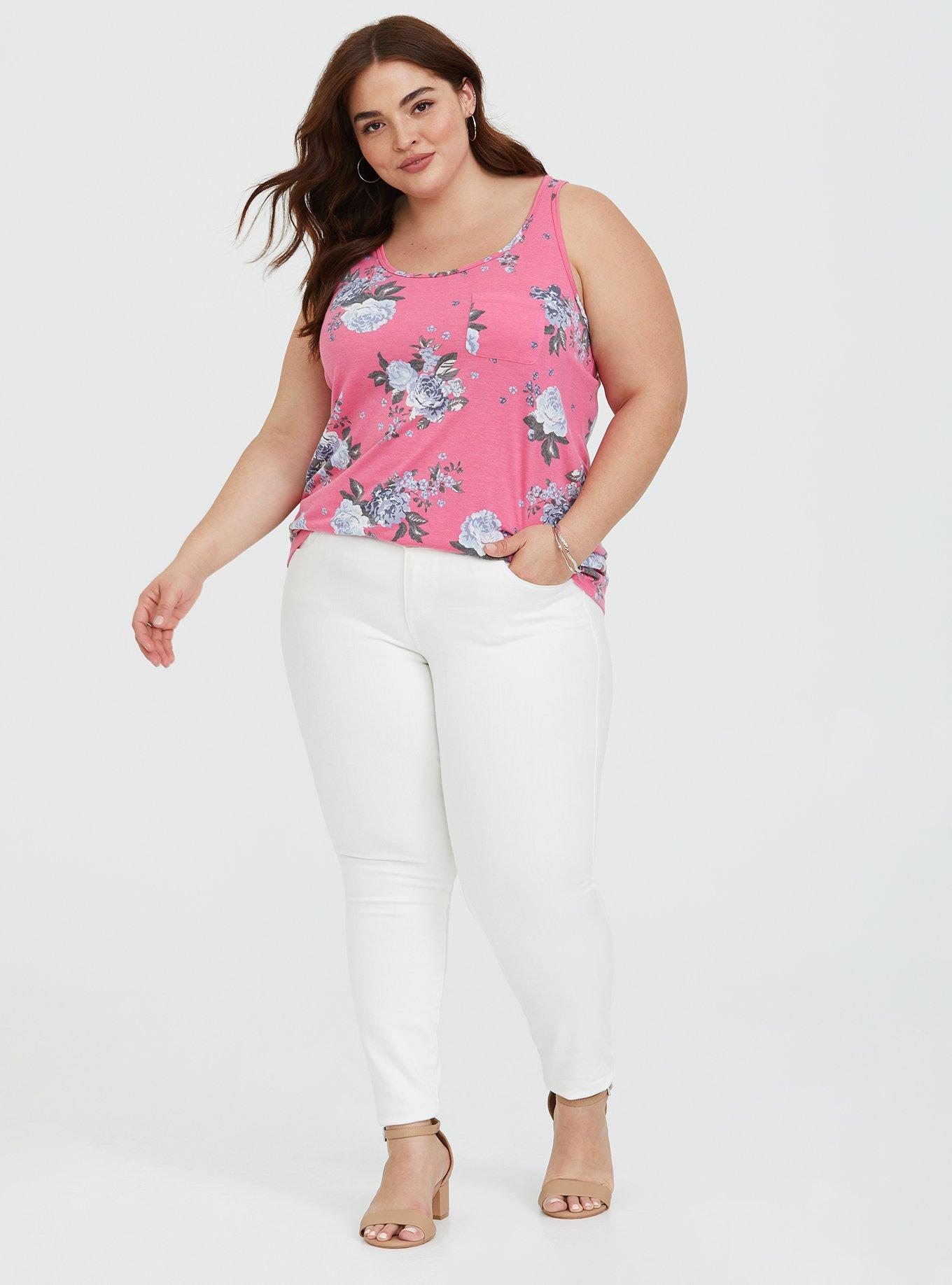 Pink Floral Scoop Neck Tank, PRETTY ROSEY, alternate