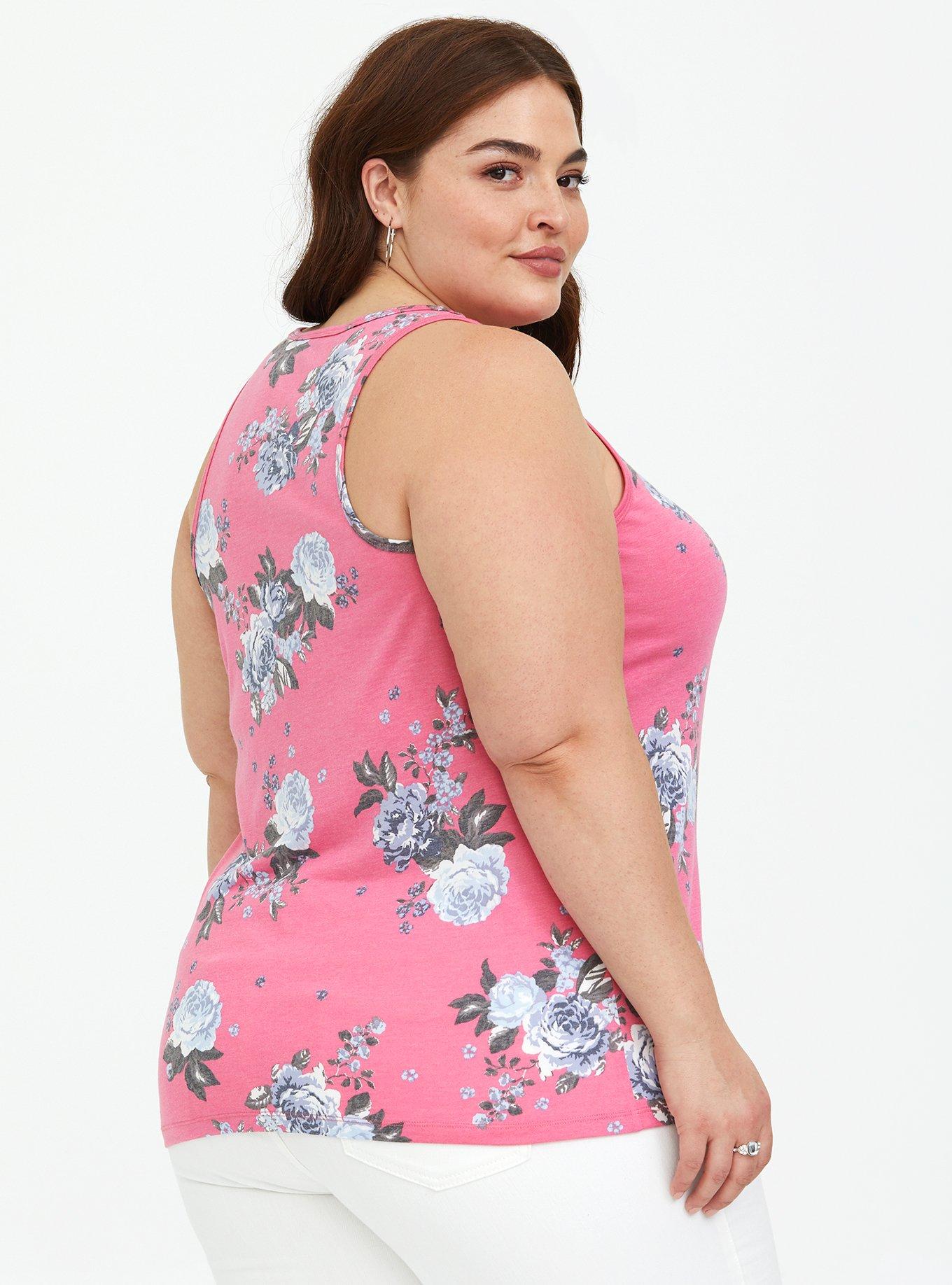 Pink Floral Scoop Neck Tank, PRETTY ROSEY, alternate