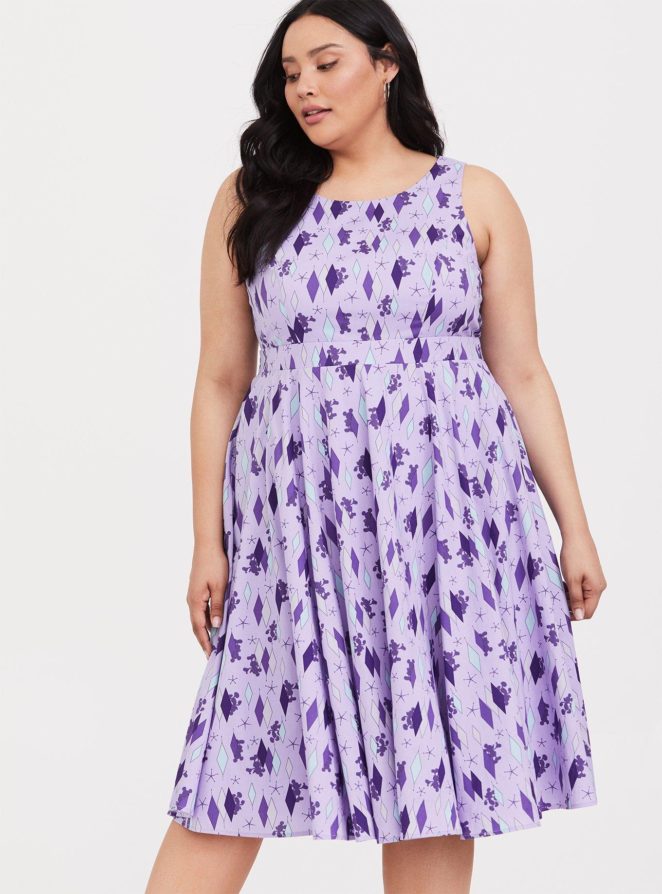 Plus Size Disney Retro Mickey Lavender Purple Swing Dress Torrid