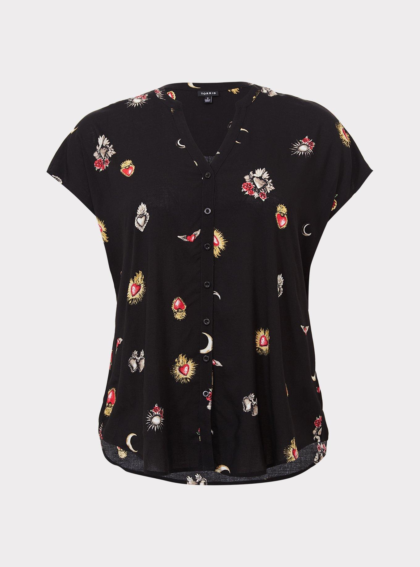 Black Sacred Hearts Challis Dolman Blouse, MULTI, hi-res