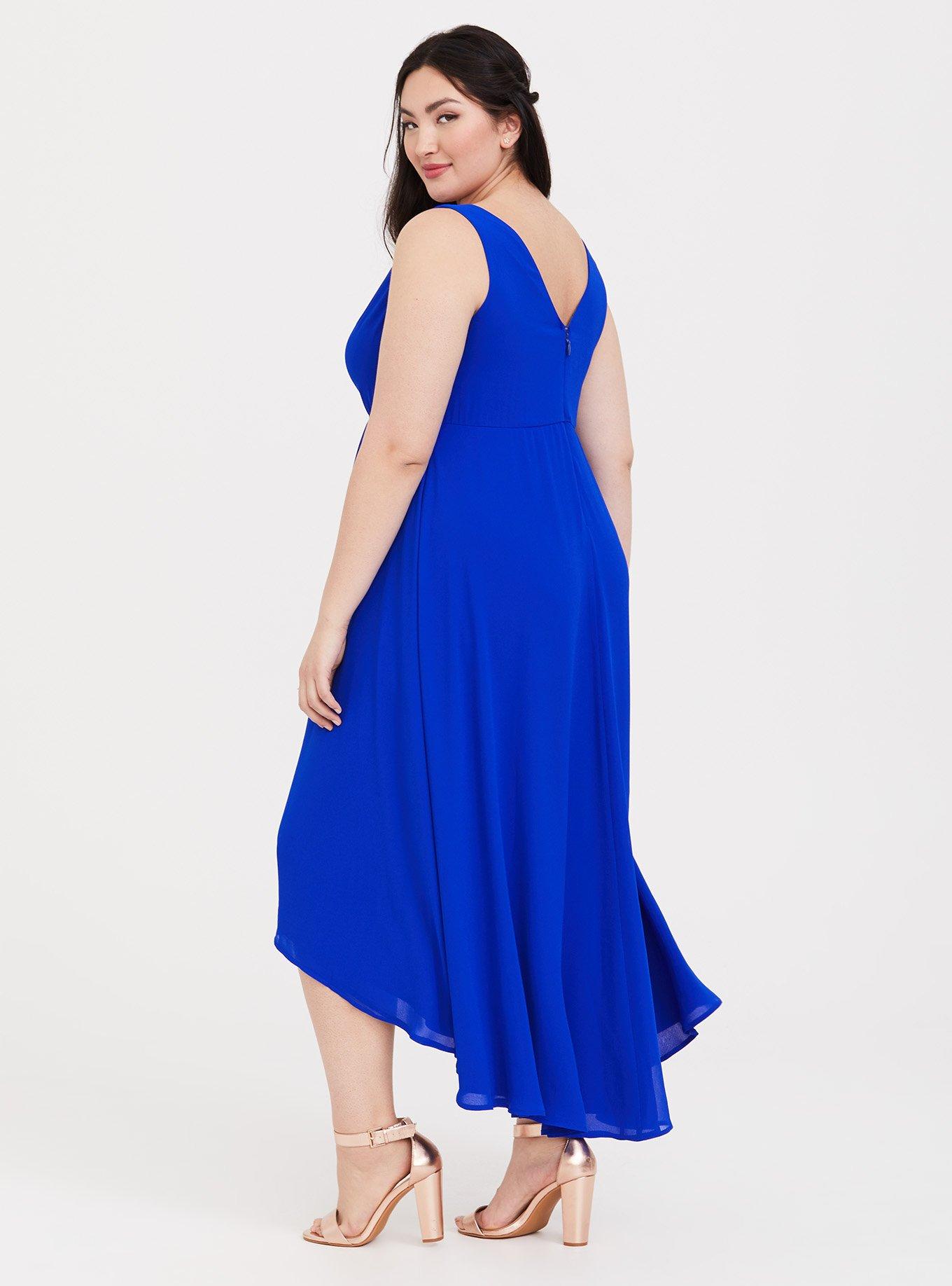 Maxi Chiffon High-Low Dress, ELECTRIC BLUE, alternate